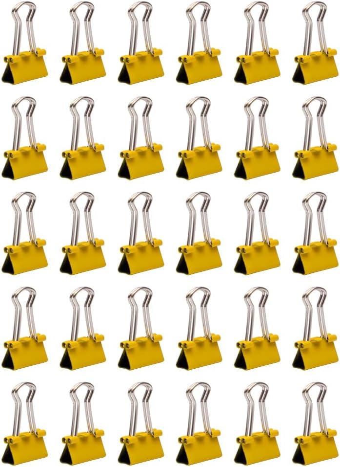 JAM PAPER Colorful Binder Clips - Extra Small - 3/5 Inch (15 mm) - Yellow Binderclips - 30/Pack