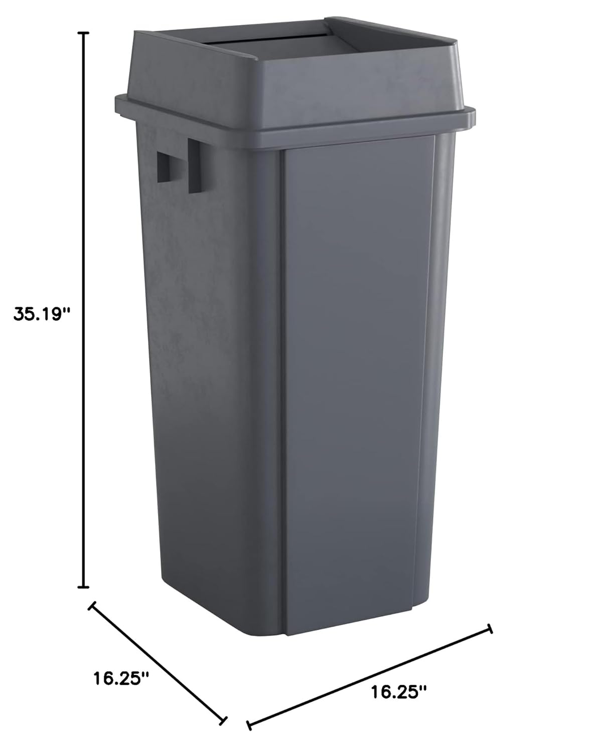 23 Gallon Grey Square Commercial Trash Can with Lid