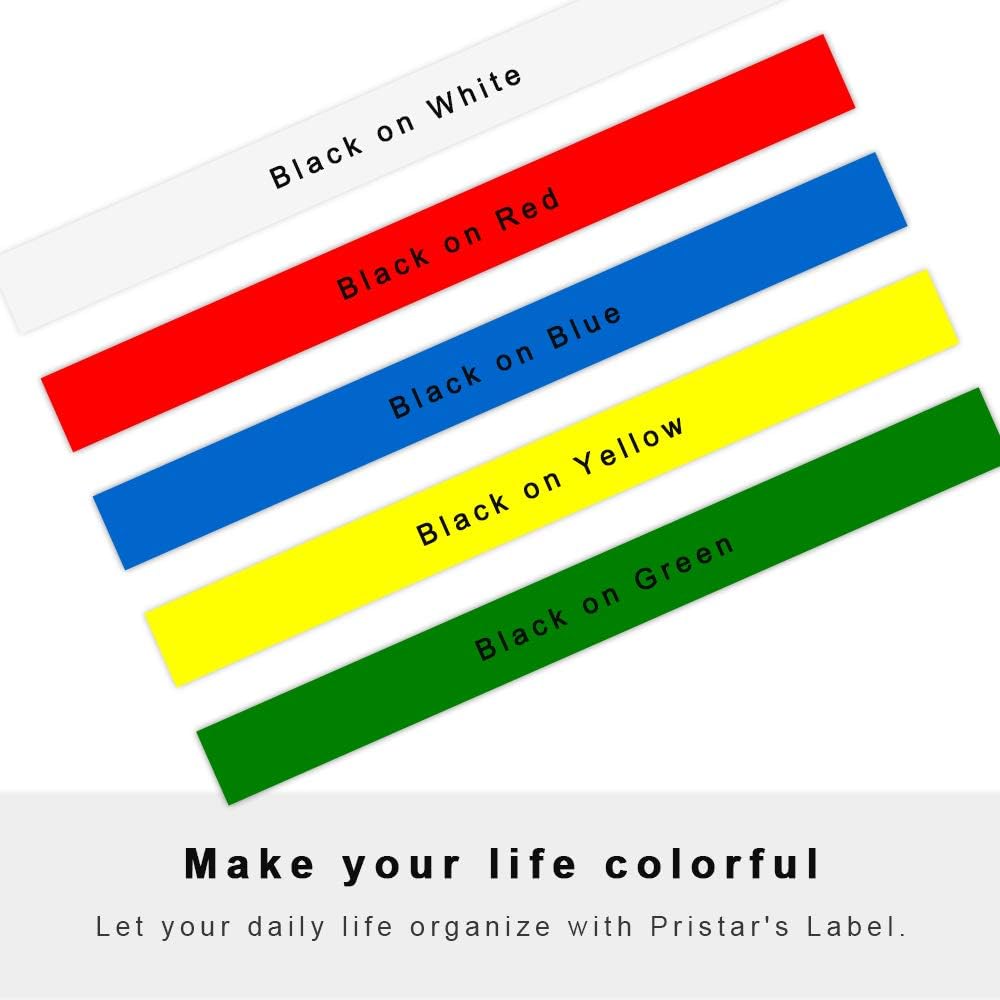 Pristar 5-Pack Compatible for Epson 12mm 0.47" Label Tape LK-4WBN SS12KW LK-4LBP LK-4RBP LK-4YBW LK-4GBP Color Refills Work for Epson LabelWorks LW-300 LW-400 LW-500 LW-600P LW-700 LW-900P Label Maker