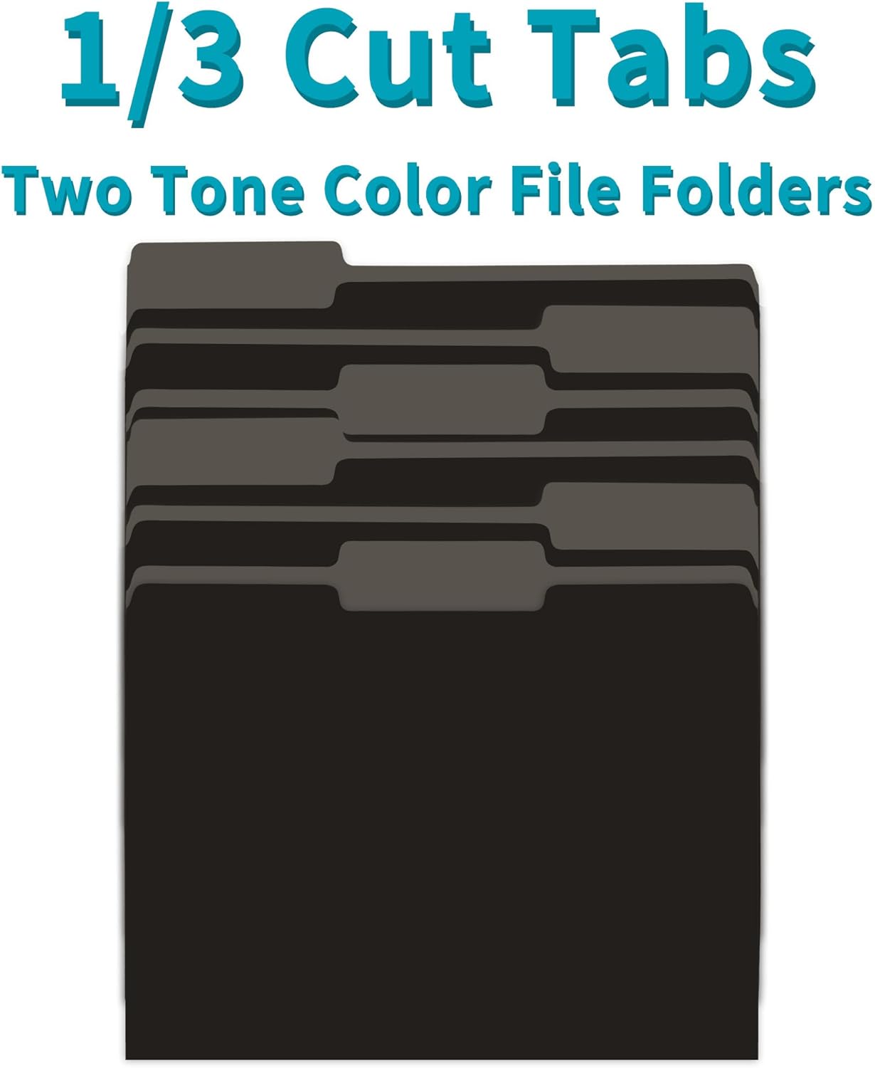 100 Packs Colored File Folders,Black File Folders,Two Tone Color File Folder 8.5 x 11 Inch,1/3 Cut Tabs Letter Size,Manila File Folders for Office,School and Home,Organization