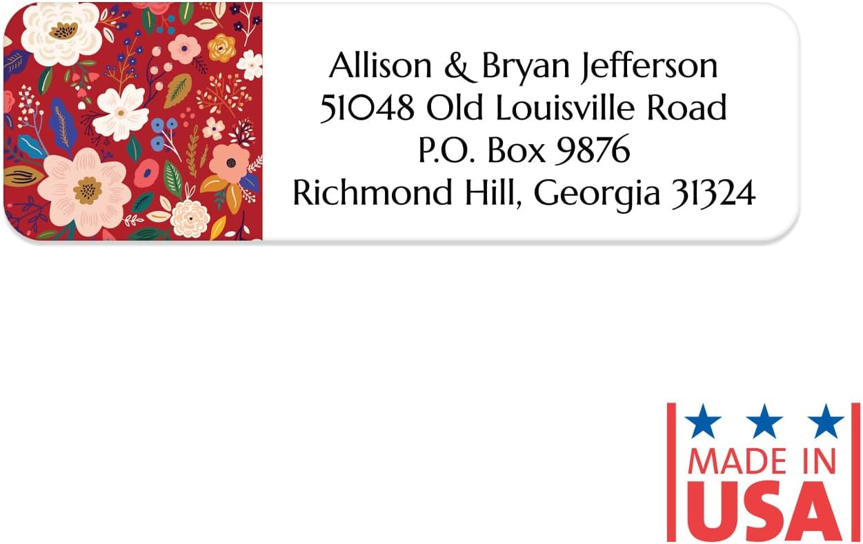 Multi-Floral Print Rolled Address Labels / 250 Personalized Return Address Labels/Designer Address Stickers in Elegant Plastic Dispenser
