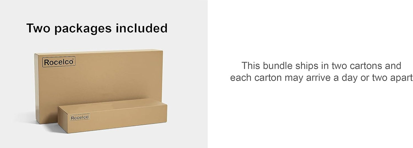 Rocelco 40" Large Height Adjustable Standing Desk Converter with Dual Monitor Stand BUNDLE - Quick Sit Stand Up Computer Workstation Riser - Retractable Keyboard Tray - Teak (R DADRT-40-DMS)