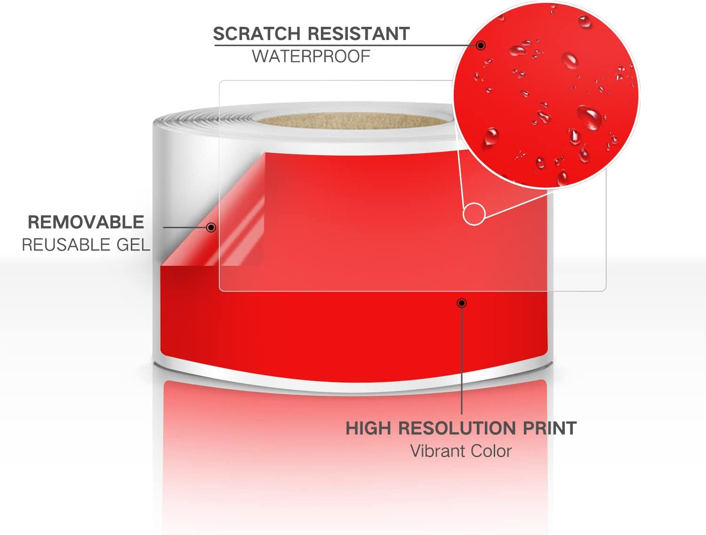 Rectangle Labels Sticker 3×5 Inch Vinyl Floor Stickers Color Coding Name Tags Roll Removable 200 PCS, Red