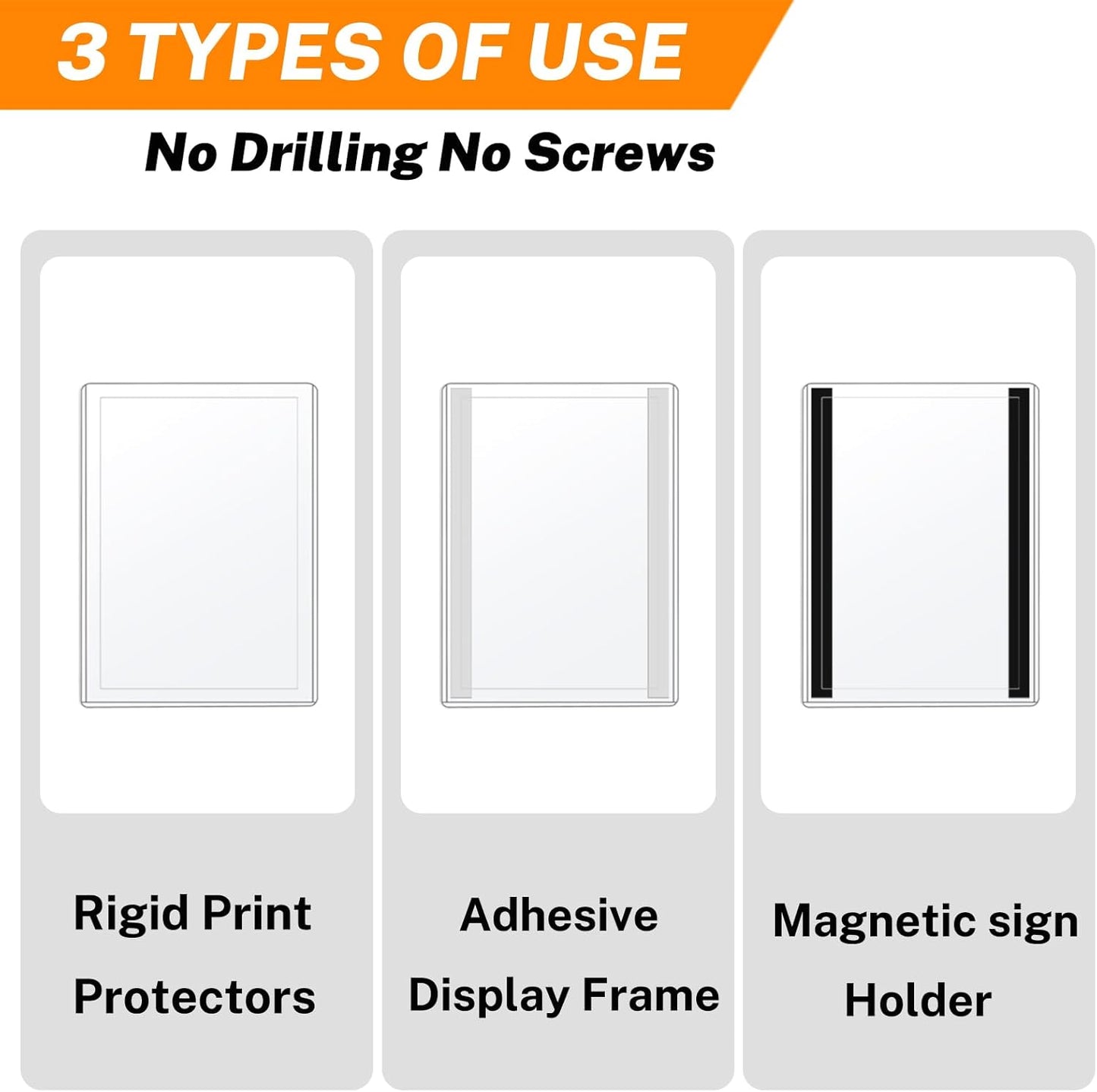 10 Pack Magnetic Sign Holder 8.5x11 Plastic, Writability Clear Sign Holders with Magnet Strips and Adhesive Strips for Office Retail Store Wall Display, Warehouse/Lift Document Display