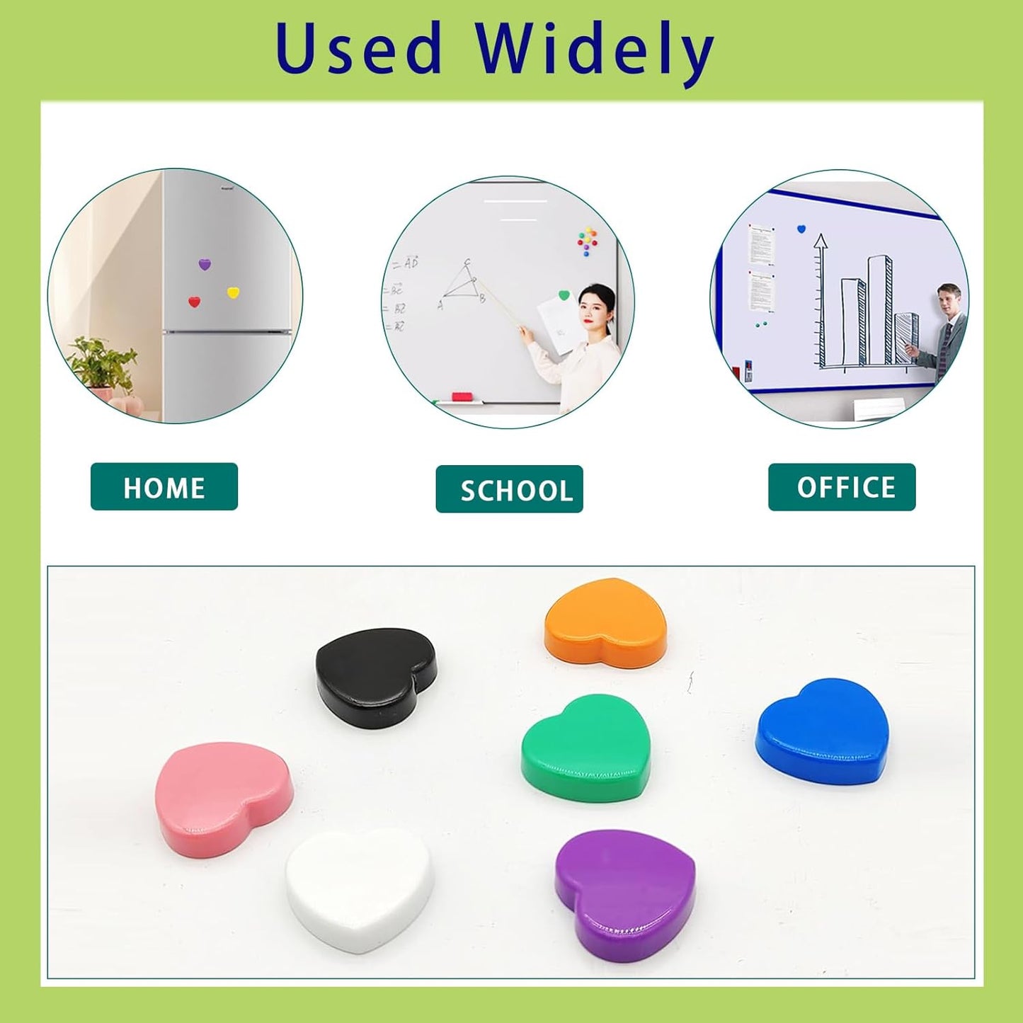 Fridge Magnets Refrigerator Magnets, 30 Pcs Magnet Small Magnets Strong Magnets Heavy Duty Magnets for Whiteboard, Colorful Mini Cute Magnets for Fridge Locker Kitchen Office (10 Colors, Heart)