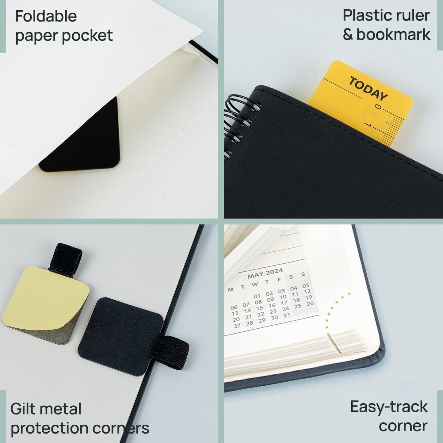 POPRUN Planner 2025-2026 (Medium - 6.5'' x 8.5'') Academic Weekly Calendar (July 2025 - June 2026) with Hourly Time Slots, Monthly Tabs, 100GSM Thick Papers, Spiral Leather Cover - Night Sky Blue