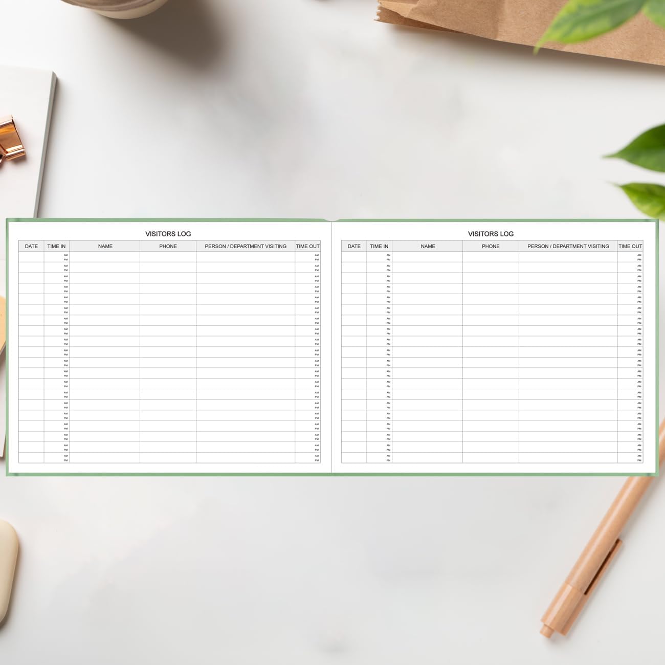 Visitors Register Book - Visitor Log Book with 120 Pages, 9" X 7", Green Hardbound Cover, Wedding Reception and Events Reception Supplies