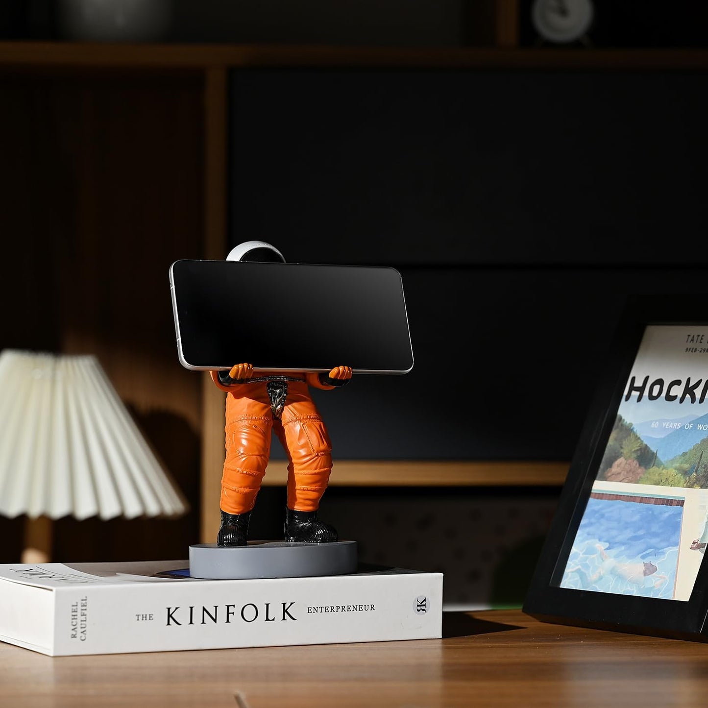 Astronaut Mobile Phone & Pen Holder, Device Stand, Desk Organizer Decorative Pencil Holder(Orange&Black)