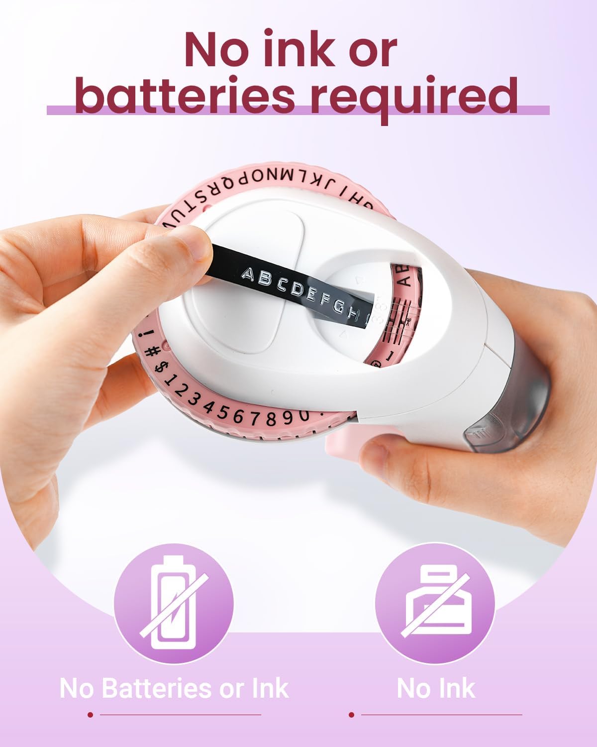 Label KINGDOM Pink Embossing Label Maker, Omega S Labeler with 10 Roll Embossing Label Tape, Vintage Handheld Embossed Label Printer for School Office Home Organization