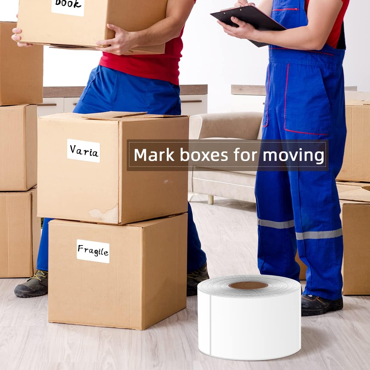 PARLAIM 3" x 5" Rectangle Adhesive Color Code Stickers,500 per Dispenser Box Roll Square Label Inventory Stickers (White)