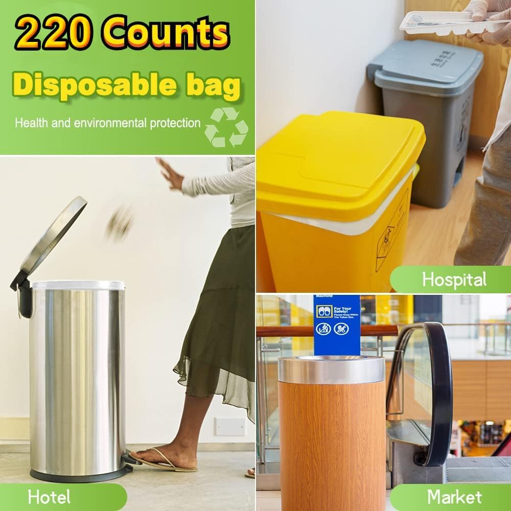 SWIHELP Medium Garbage Bags 8 Gallon /30 Liter Trash Bags Wastebasket Bin Liners Plastic Trash Bags for Bathroom Bedroom Office Trash Can 220 Count