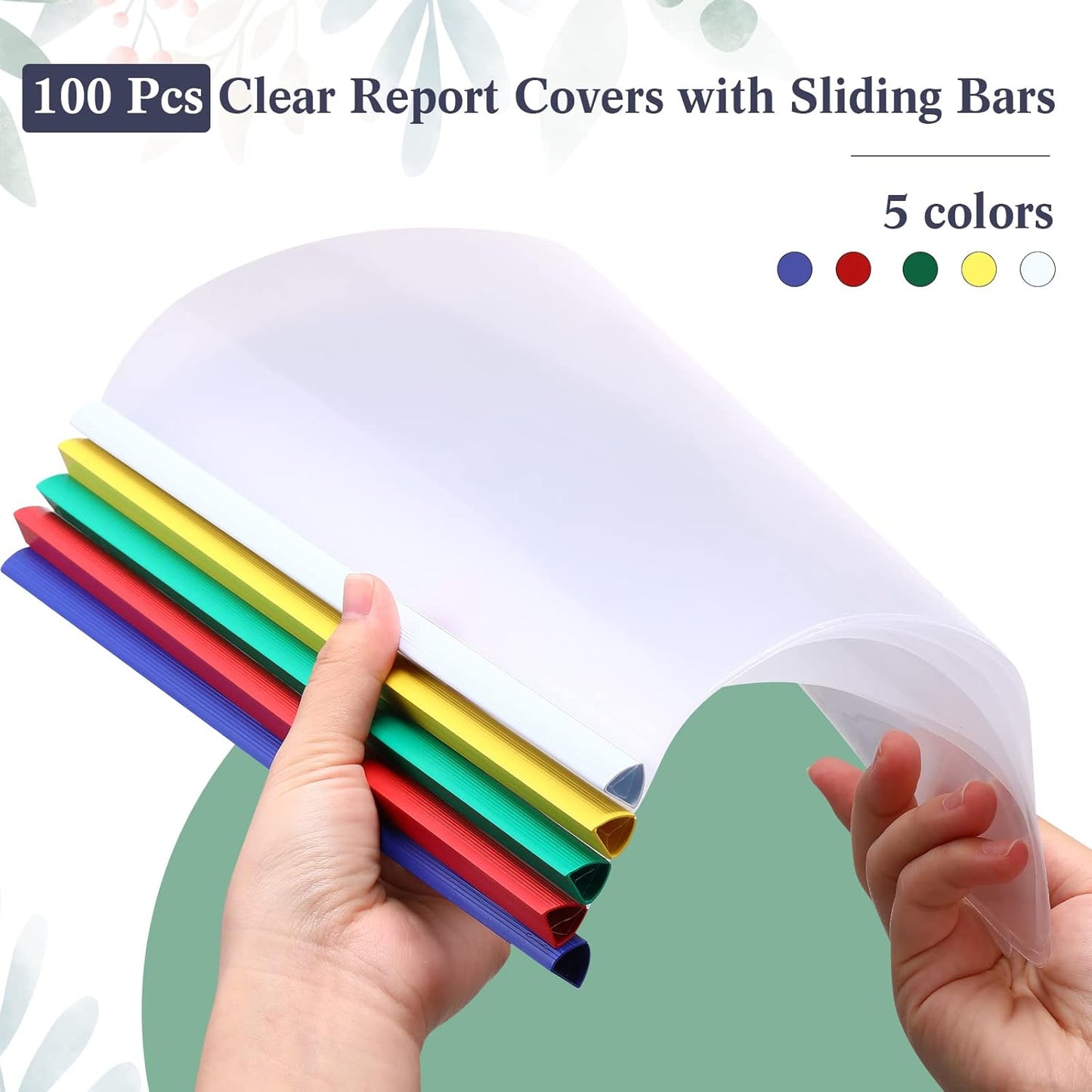 100 Pcs Clear Report Cover with Sliding Bar 50 Sheet Capacity Presentation Binder Transparent Resume Folder Plastic Folder for File Report School Office