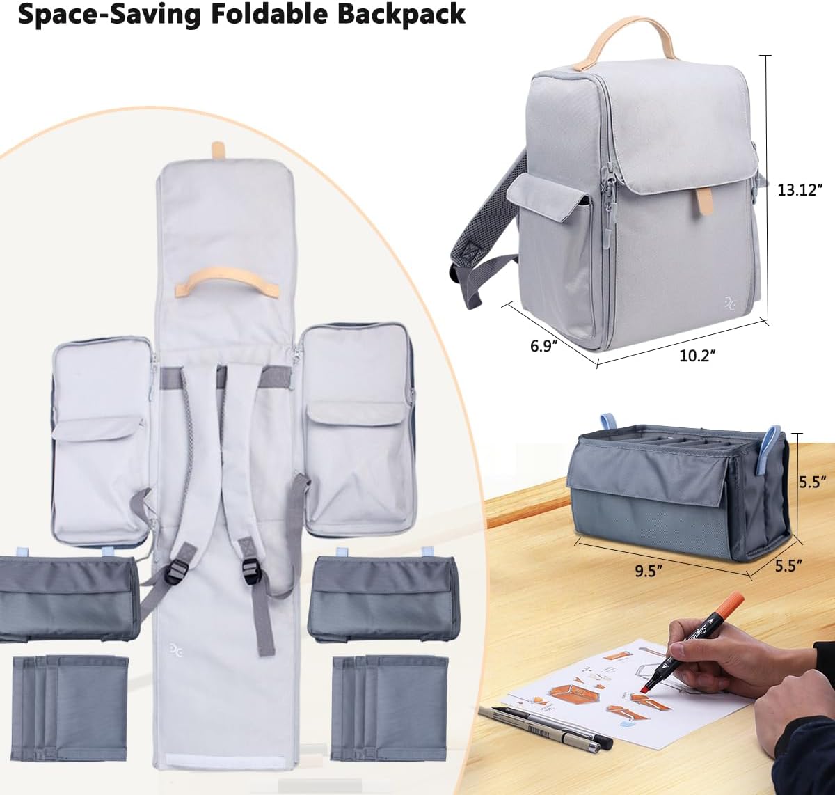 Togood Ultra-Large Storage Marker Pens Backpack, Shoulder Bag for Pens. Up to 300pcs pens