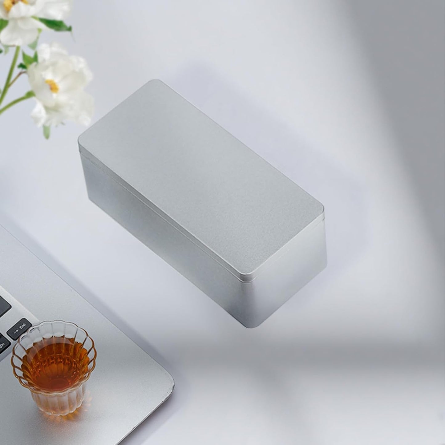 Silver Metal Cash Box - Single Row Currency Tray with Lid - Money Storage Organizer