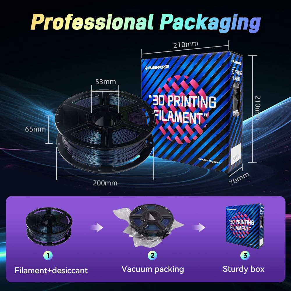 FLASHFORGE Chameleon Rapid PLA Filament 1.75mm Burnt Titanium, PLA Color Shift High Flow Speedy 3D Printer Filament, Max 500mm/s Fast Printing, Display Shimmering Effects from Various Angles and Light