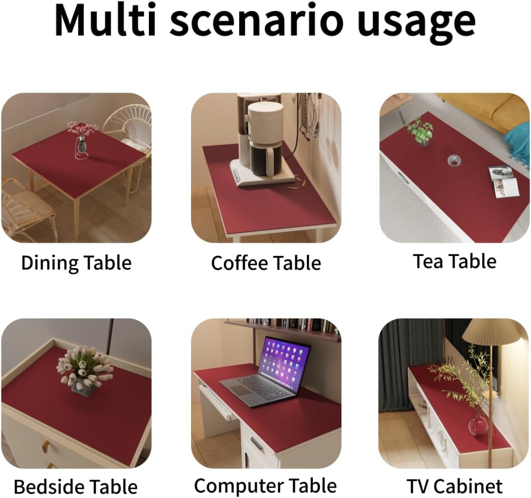 Table Top Protector for Dining Room Table - Can Be Used On Both Sides Waterproof and Easy to Clean Good Flatness Used for Dining Table(Black+Wine Red 44x84)