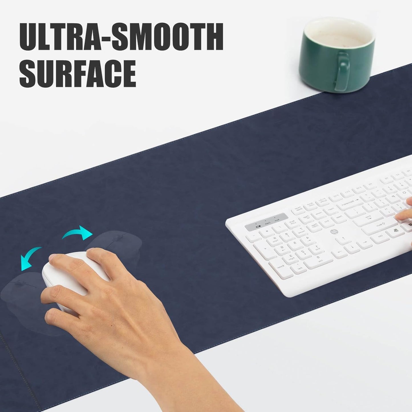 Magnetic 15W Fast Wireless Charging Desk Pad, 35.4"x16.8" Extra Large Mouse Pad, Microfiber Leather Office Desk Mat, Waterproof and Scratch-Resistant Mouse Mat for Office and Home Use,Blue