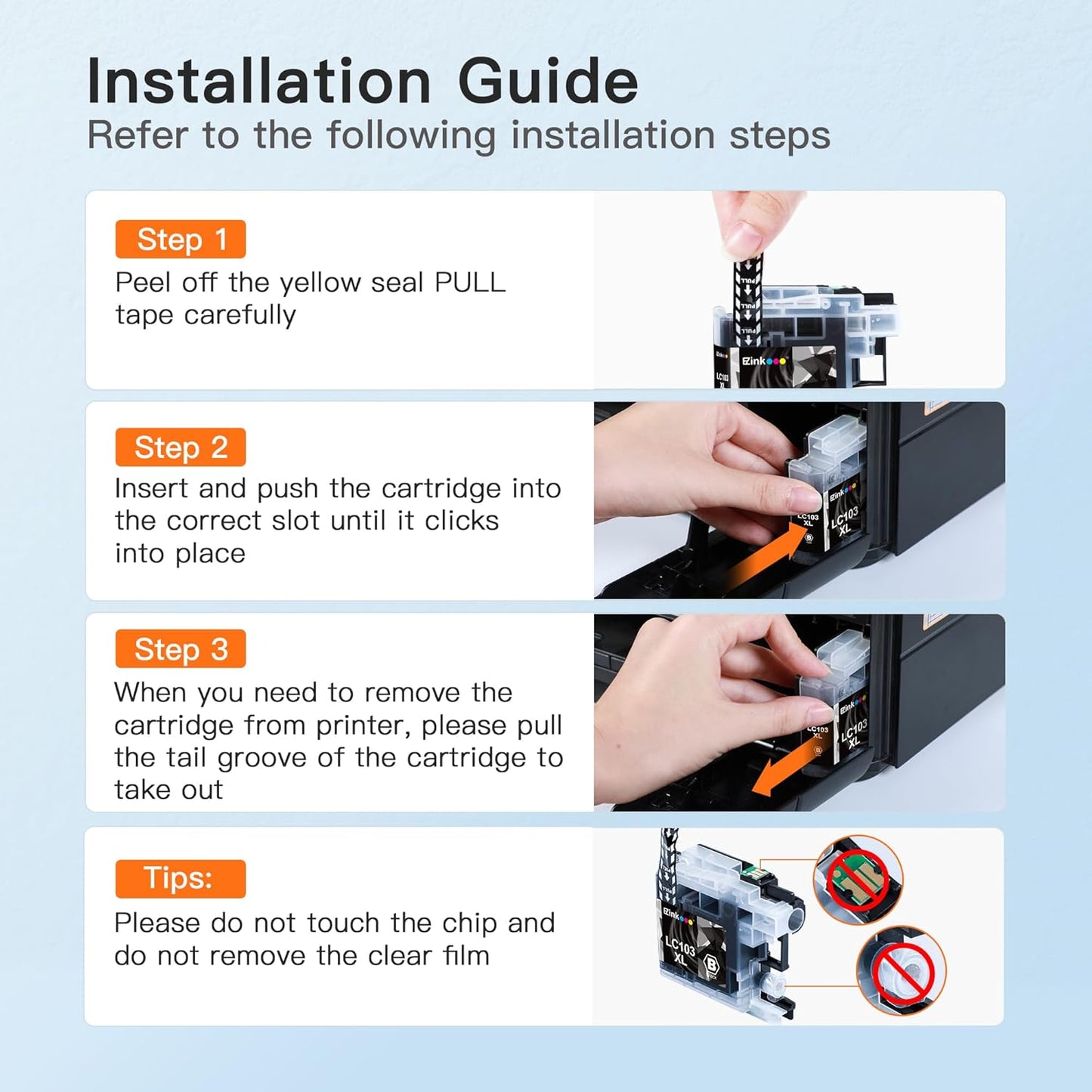 E-Z Ink Compatible Ink Cartridge Replacement for Brother LC-103XL LC103XL LC103 XL LC103BK High Yield Compatible with DCP-J4110DW DCP-J152W MFC-J285DW MFC-J870DW MFC-J245 MFC-J4310DW (2 Black)