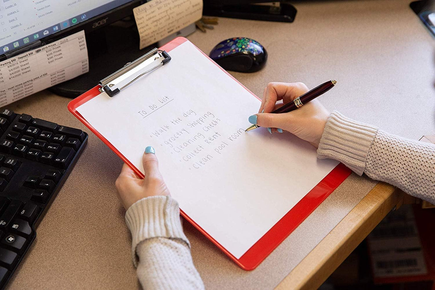 Plastic Clipboards (Set of 6) Multi Pack Clipboard (Red) Strong 12.5 x 9 Inch | Holds 100 Sheets! Acrylic Clipboards with Low Profile Clip | Cute Aesthetic College School Supplies for Girls and Boys