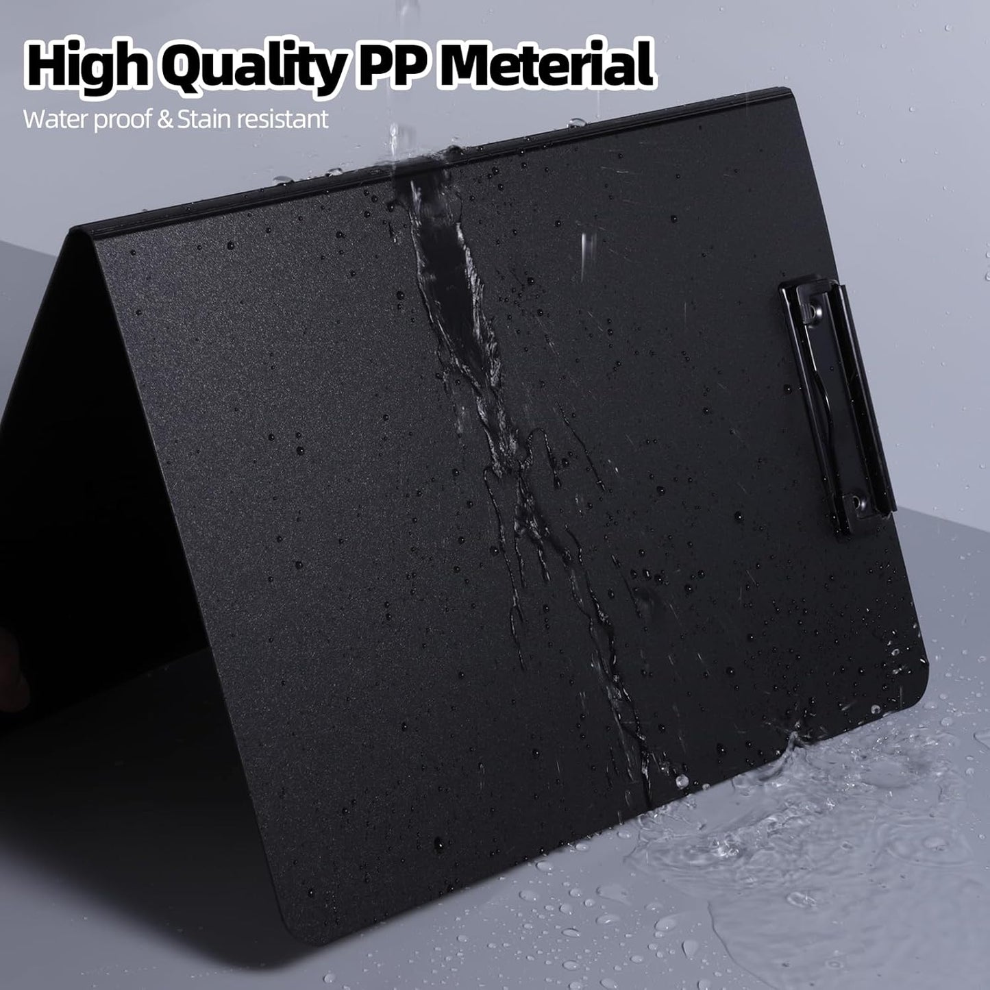 Clipboard Folder, 5 Pack A4 Foldable Clipboard with Horizontal and Vertical Double Metal Clips, 360 Degree Foldable Binder Clipboards with Pen Holder, File Cover Folder Clipboards, Black