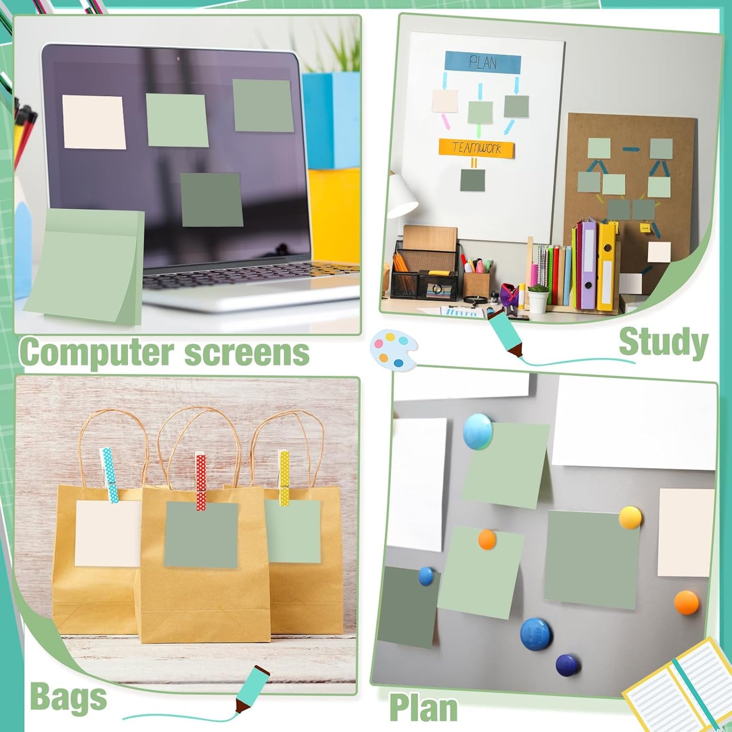 Fainne 60 Pack Sticky Notes Bulk Back to School Supplies Self Stick Note Pads Paper Memo for Office First Day of School Student Teacher Essentials (3x3inch,Fresh Color)