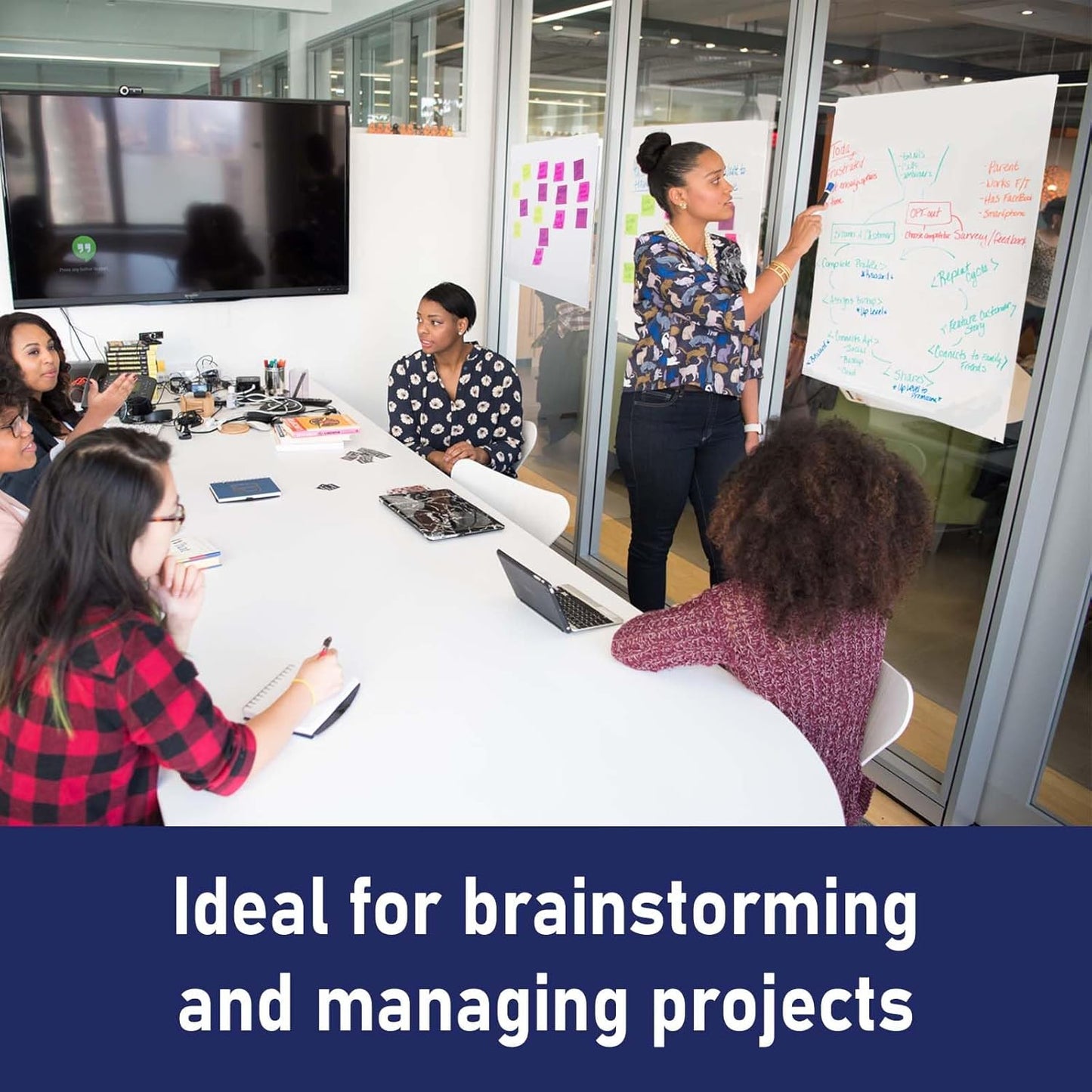 Comix Sticky Easel Pad, 25 x 30 Inches Flip Chart Paper for Teachers, Large Self Stick Easel Paper for Office School Classroom Supplies, 30 Sheets/Pad, 4 Pads/Pack