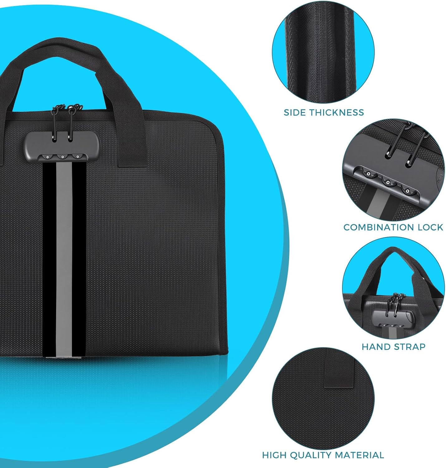 Accordion File Organizer with Combination Lock,Fireproof Expanding File Folder with Multi Pockets,13 Pockets Document Organizer with Handle & Labels,Portable Home Travel Safe Storage Letter A4 Files