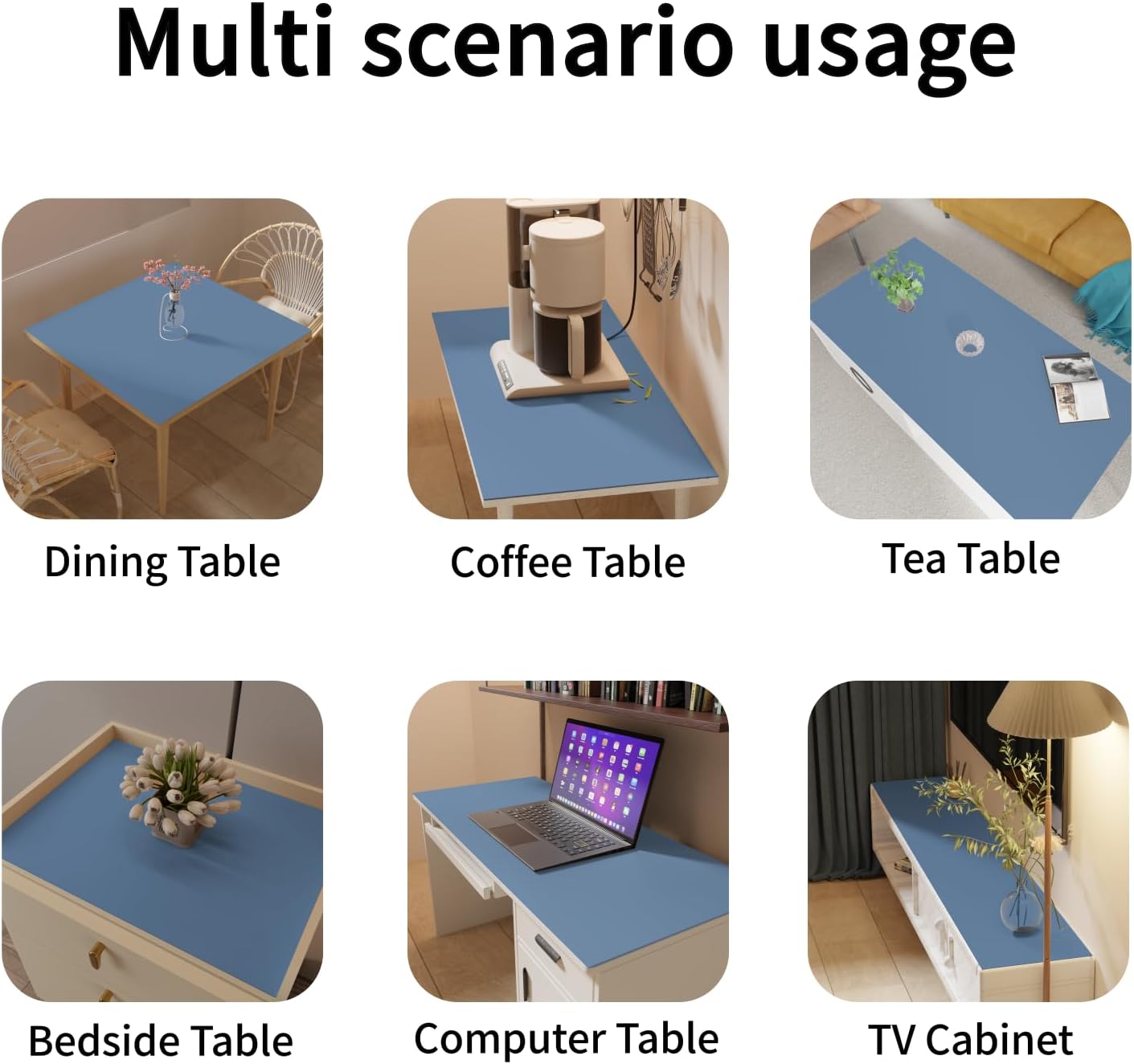 Leather Desk Mat,1.8mm Thick,15.75x63 Inch Desk Cover,Desk Protector Mat,Dresser Cover Top,Nail Table Mat,Dresser Cover,Quartz Countertop Protector(Grayish Blue+Dark Green,15.75x63)