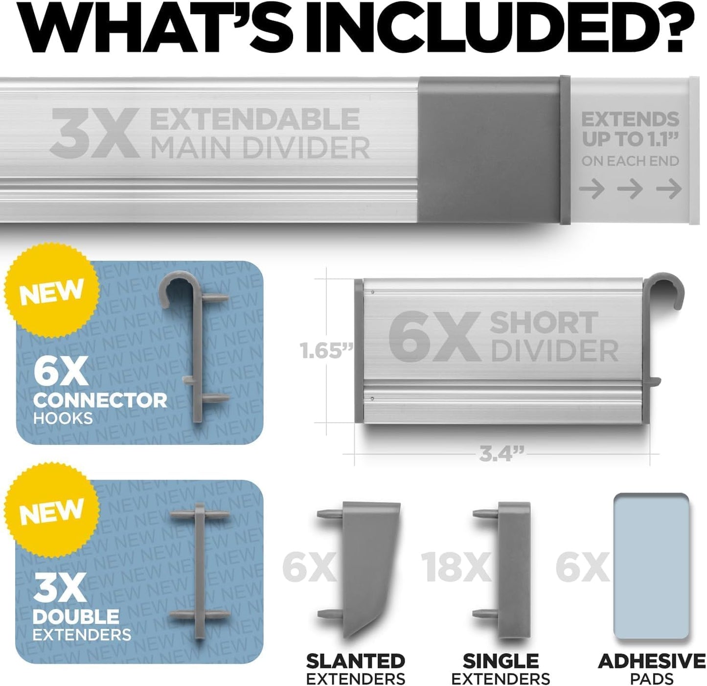 Practical Comfort Aluminum Drawer Organizer for Kitchen Utensils Silverware Flatware 9 Dividers Set | MEDIUM | UPGRADED VERSION