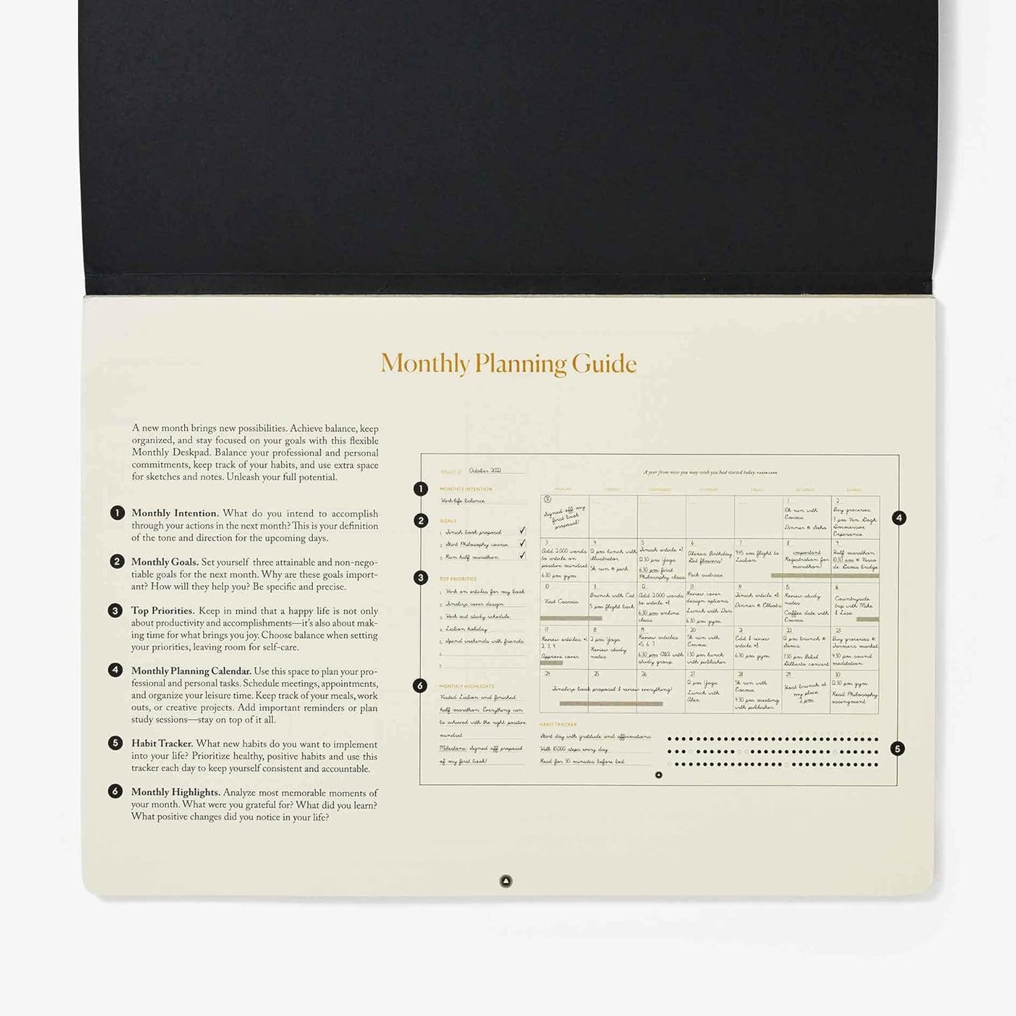 Intelligent Change Monthly Desk Pad, 2-Year Productivity Planner, Tear-Out Deskpad for to-Do List, Calendar, Productivity Tools for Time Management and Mindfulness, A4 Size, Black