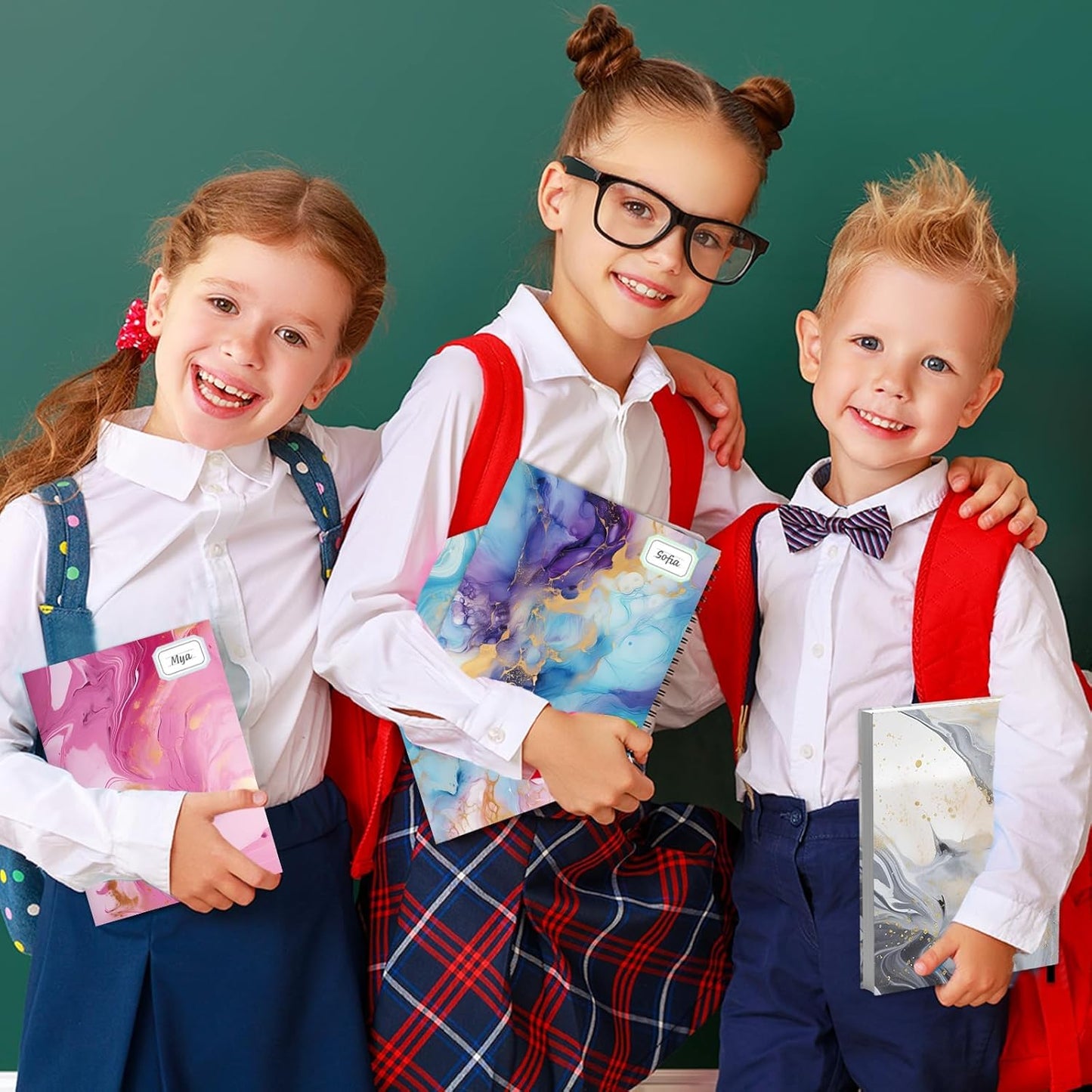 Jumbo Stretchable Book Covers 8PCS Reusable Fabric Book Cover with Label 9x11in Marble Print Protective Sleeve for Hardcover Books Textbook Cover for School Fits Most Book Sizes Up to 10x12.5in