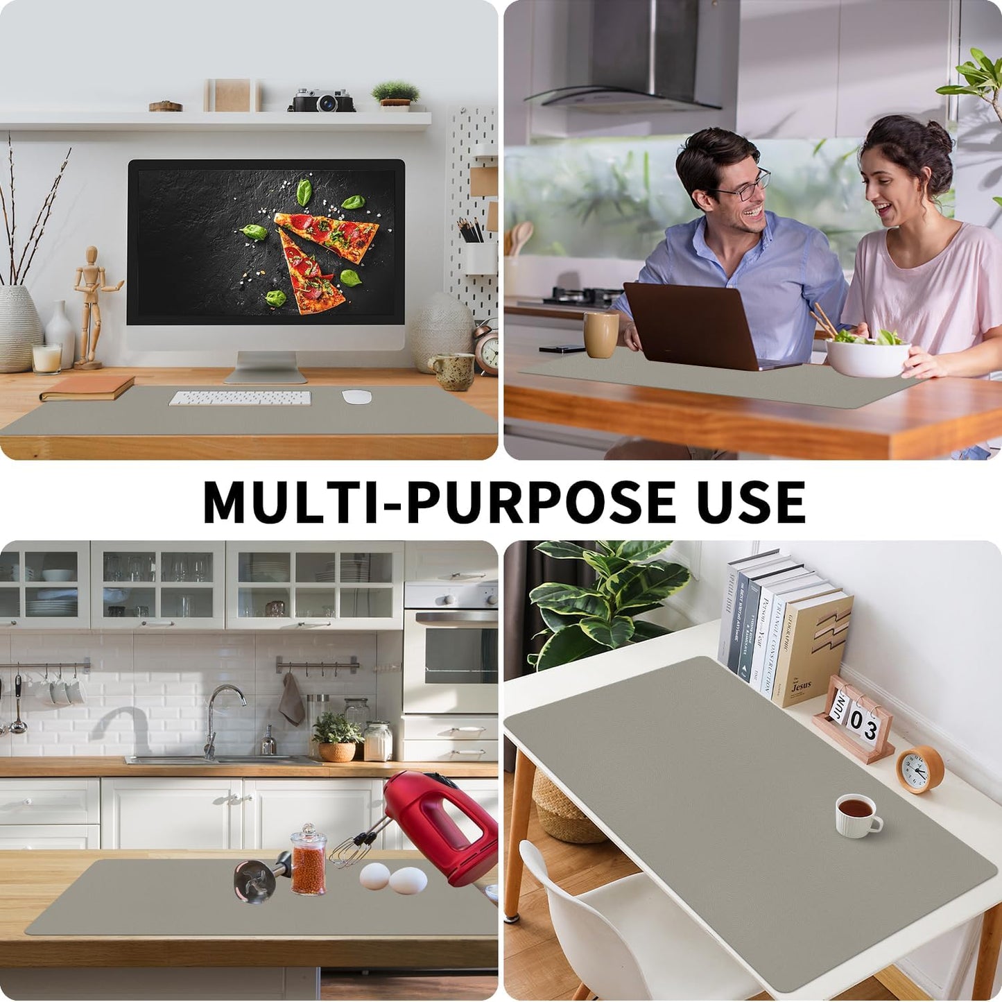 Bloss Grey Desk Mat, Leather Desk Pad, Desk Matt for Desktop, Waterproof Desk Pad Mat, Computer Mat for Office Work/Home/Decor/Desk Protector/Cover(31.5 x 15.7 Inches)