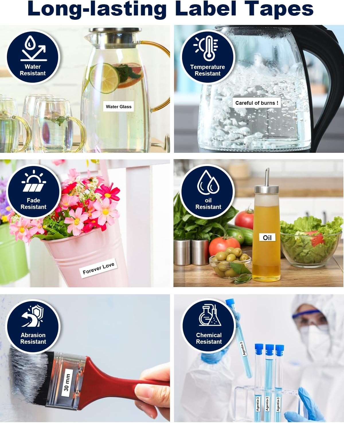 Label Maker Tape TZe-231 Replacement for Brother P Touch PT-D210 PT-D220 PT-H110 PT-D600 D400 by FETIONS, Compatible with TZe TZ 12mm X 8m Laminated Waterproof Label Tape, 2 Pack