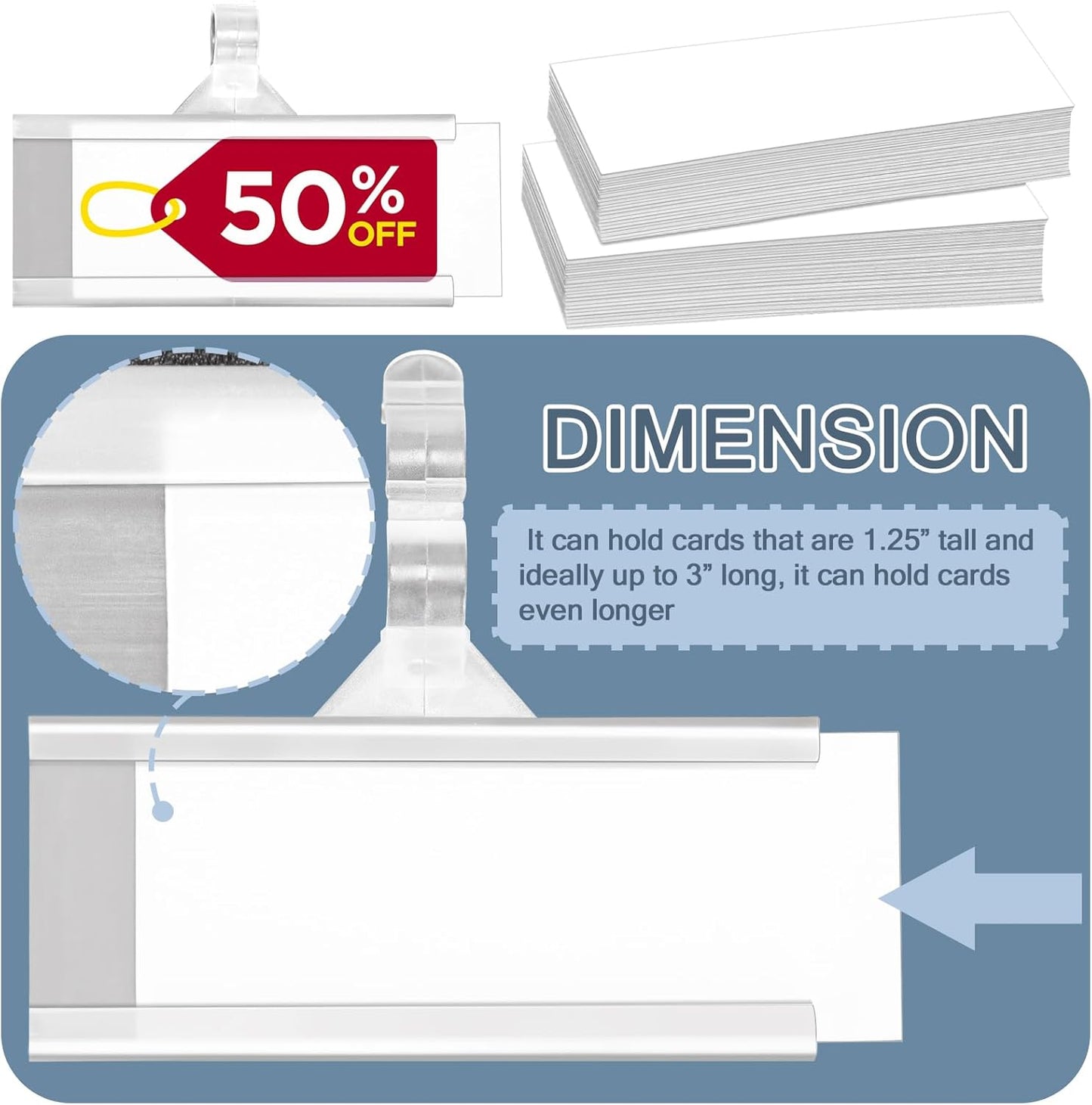 100 Pieces Plastic Wire Shelf Label Holders, Reusable Price Label Holder with locks, Label Display Holder for Retail Supermarket Department Store(3'' x 1.4'')