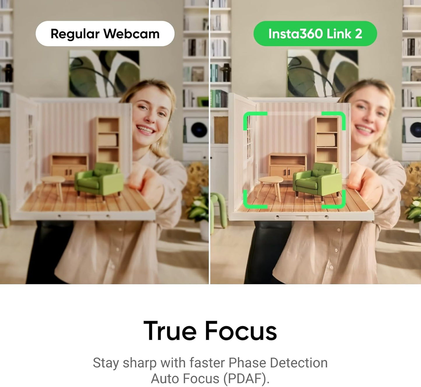 Insta360 Link 2 - PTZ 4K Webcam for PC/Mac, 1/2" Sensor, AI Tracking, HDR, AI Noise-Canceling Mic, Gesture Control for Streaming, Video Calls, Gaming, Works with Zoom, Teams, Twitch & More