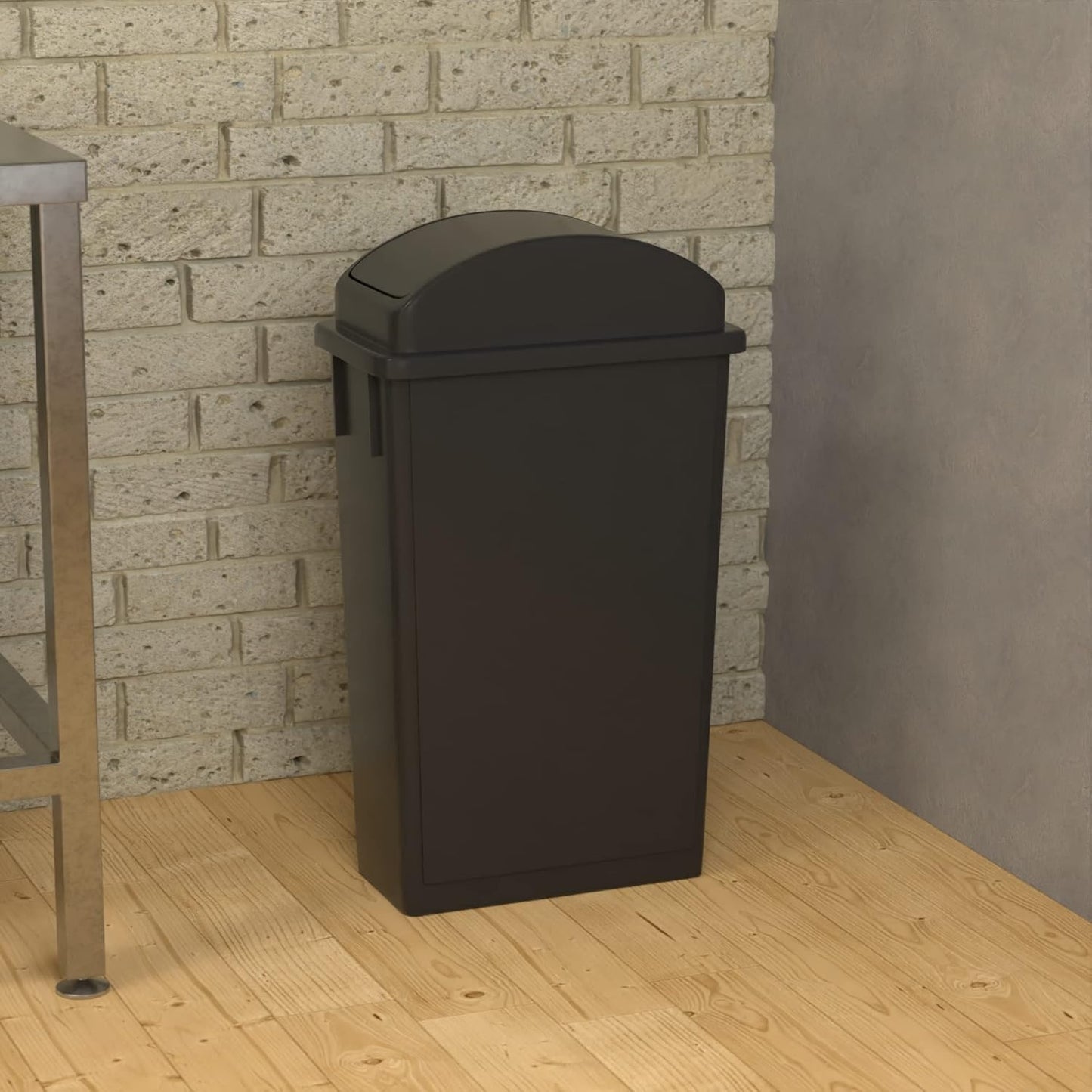 23 Gallon Black Slim Jim Trash Can with Swing Top Lid