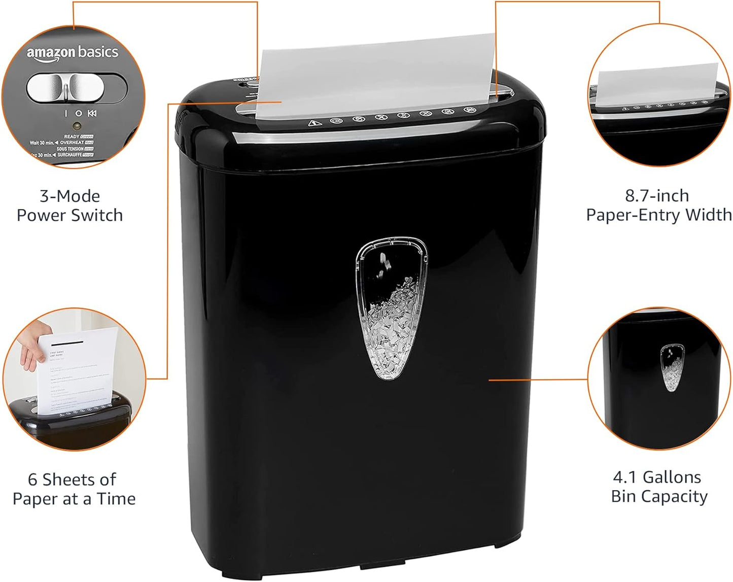 Amazon Basics 6 Sheet High Security Micro Cut Paper and Credit Card Home Office Shredder, Black