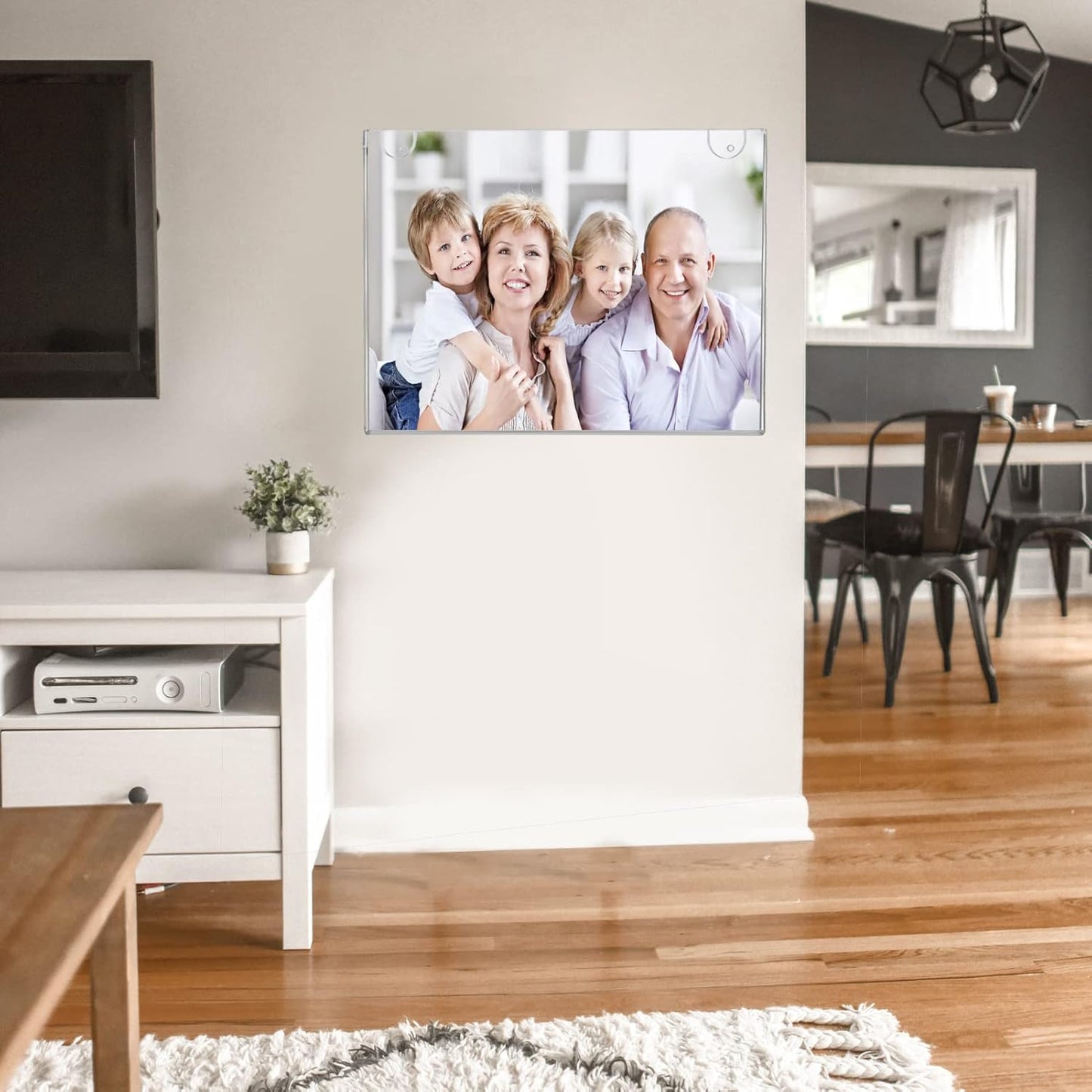 PecMuikee Acrylic Sign Holder 8.5x11 Horizontal, Wall Mount Acrylic Sign Holder and Plastic Paper Display Ad Frame bonus with 3M Tape and Mounting Screws for Restaurants, Office, Market, Store, 2 Pcs