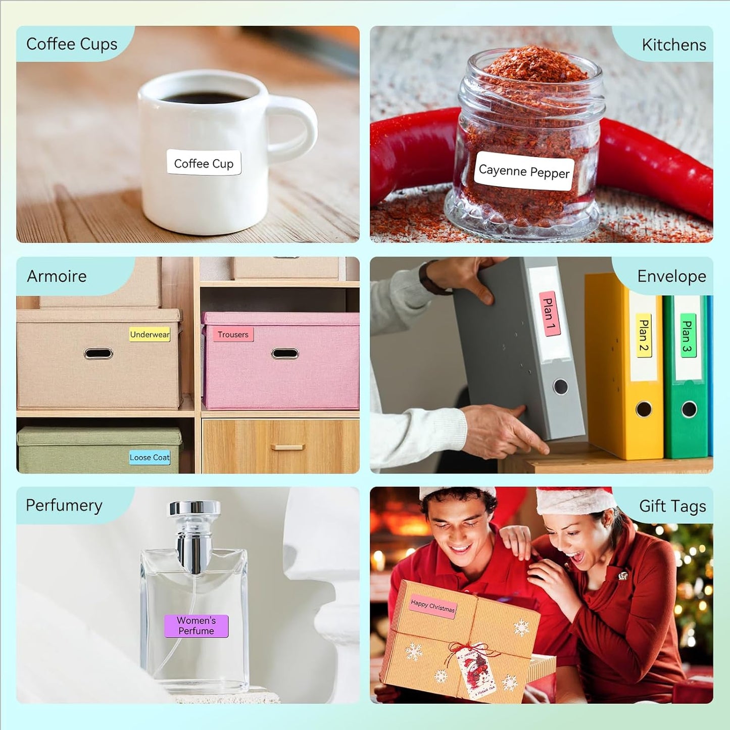 D30 P21 Label Maker Tape Refill 12mm×40mm(0.47"x1.57") Sticker, Laminated Thermal Label Tape Replacement, 1650 Labels/10Rolls, High Definition Labeling Tape for Home Office School Hotel