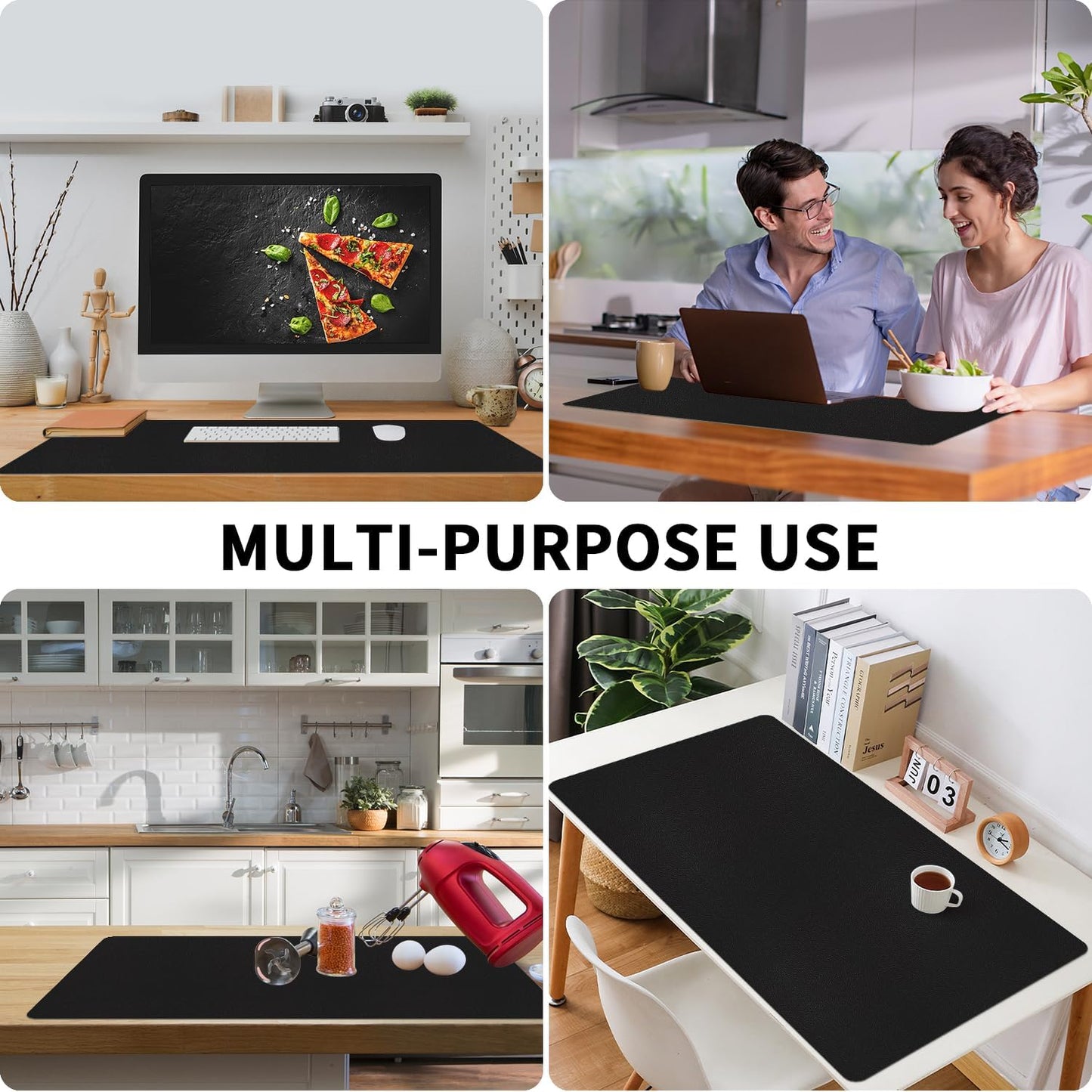 Bloss Black Desk Mat, Leather Desk Pad, Desk Matt for Desktop, Waterproof Desk Pad Mat, Computer Mat for Office Work/Home/Decor/Desk Protector/Cover(31.5 x 15.7 Inches)