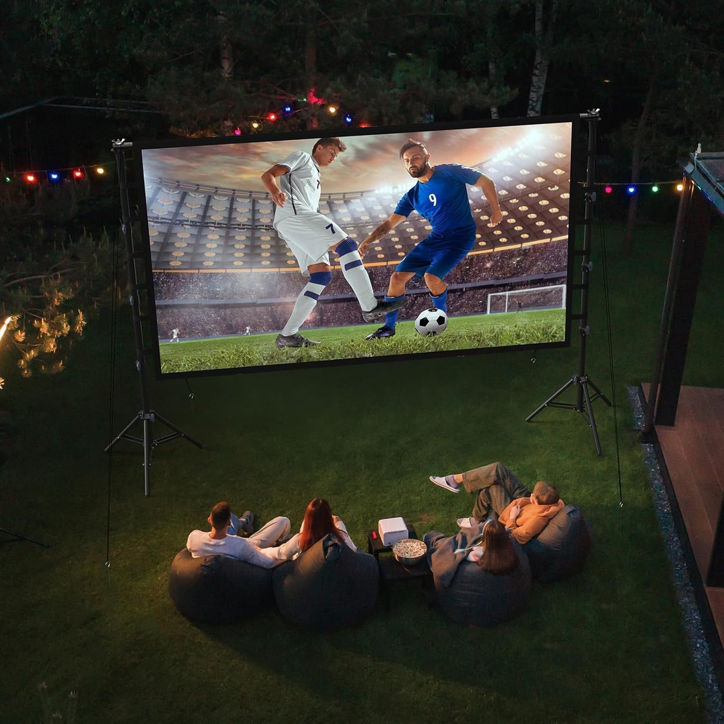Outdoor Projector Screen with Stand: LEORFI 150 inch Projector Screen Portable, Indoor Projections Screen and Stand, Rear Front Movie Screen 16:9 4K Full HD,Support Height Adjustable for Home Theater