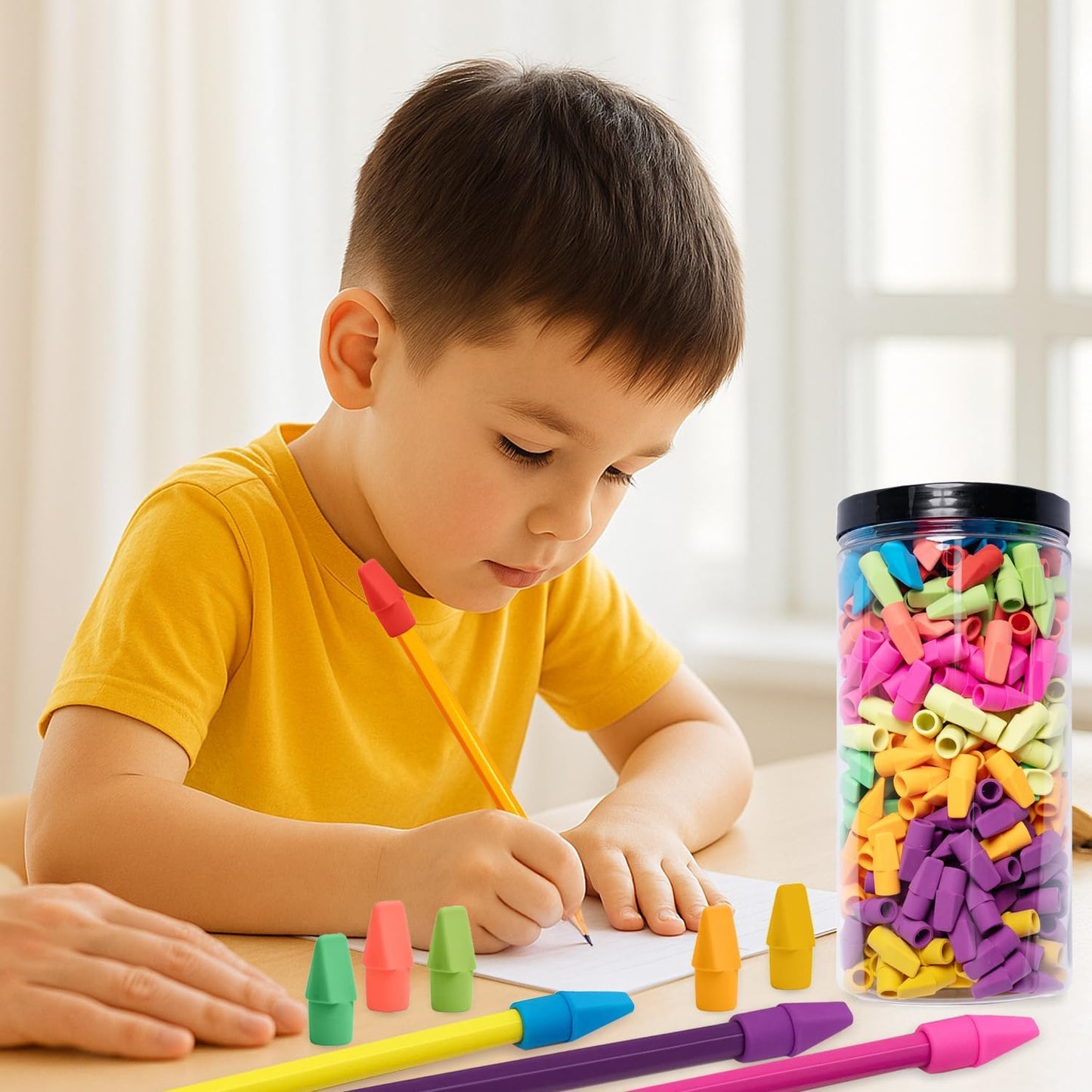 Cap Erasers for Pencils Pulk - Pencil Top Erasers Cap Erasers Toppers for Latex Free Assorted Colors School Supplies for Teachers Sudents Classroom Home and Office (500)