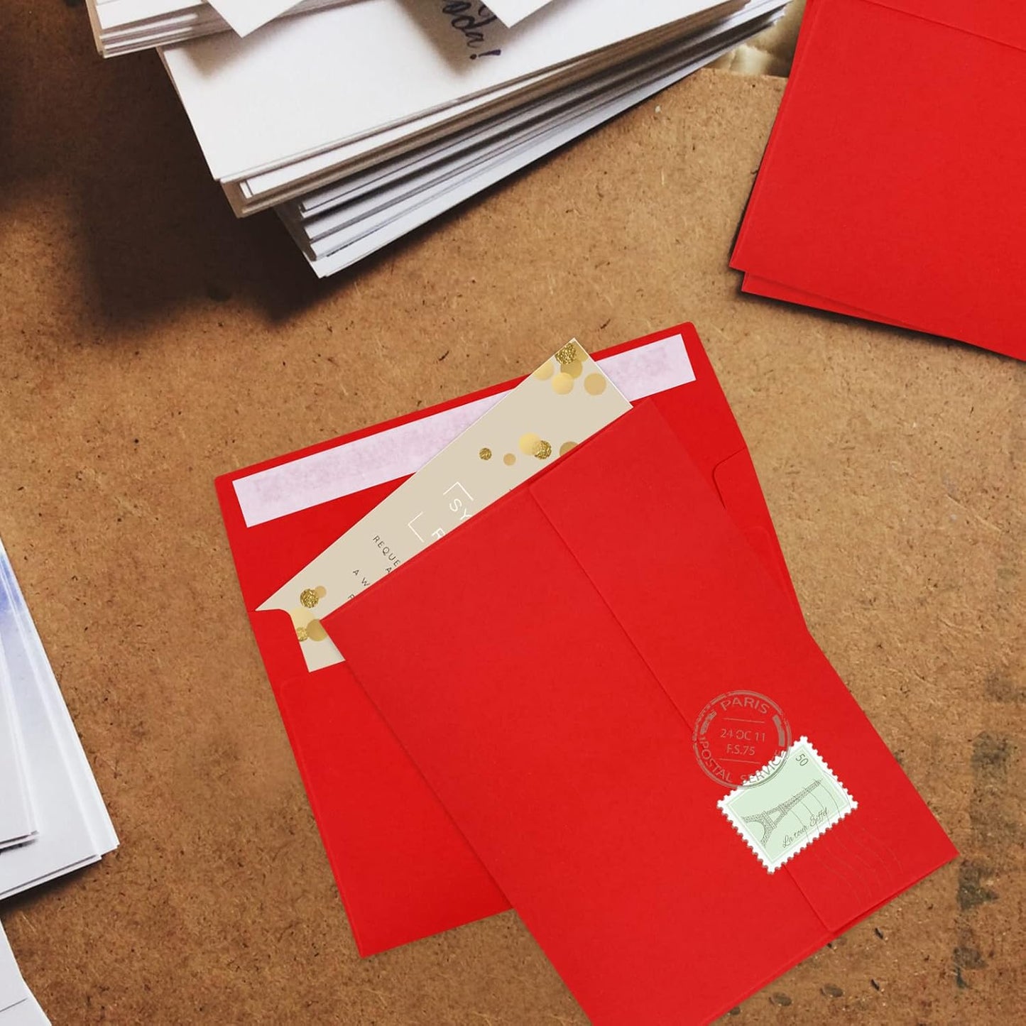 70 Packs A4 Envelope, Red A4 Envelopes, 4x6 Photo Envelopes for Invitations, Envelopes Self Seal for Weddings, Baby Shower, Photos, Postcards, Greeting Cards, Mailing