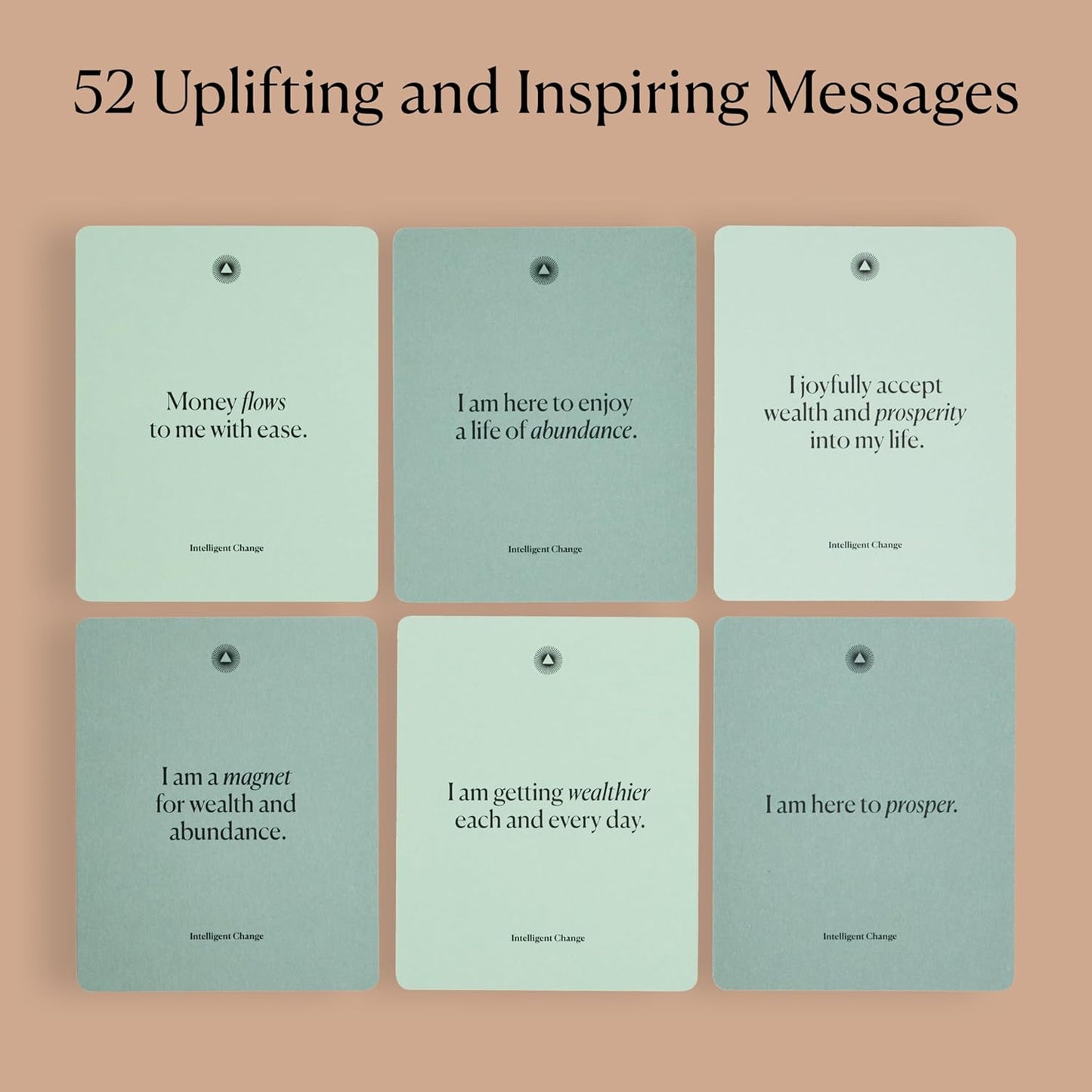 Intelligent Change Mindful Affirmation Cards for Financial Abundance, Daily Words of Inspiration, Self Affirmation Inspirational Gifts, Positive Affirmations with Display Stand, Deck of 52