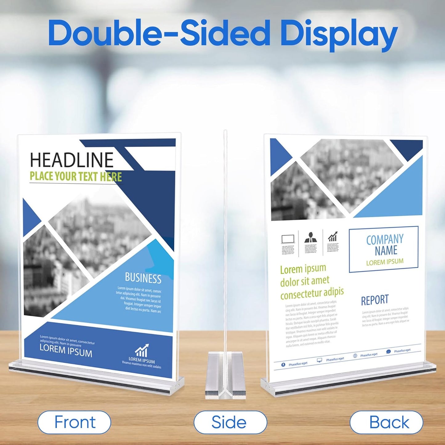 10 Pack Acrylic Sign Holder 8.5 x 11, Clear Double Side T Shape Acrylic Table Sign Stands for Display, Flyer Holder Paper Card Holder for Office Business Store Malls Restaurants