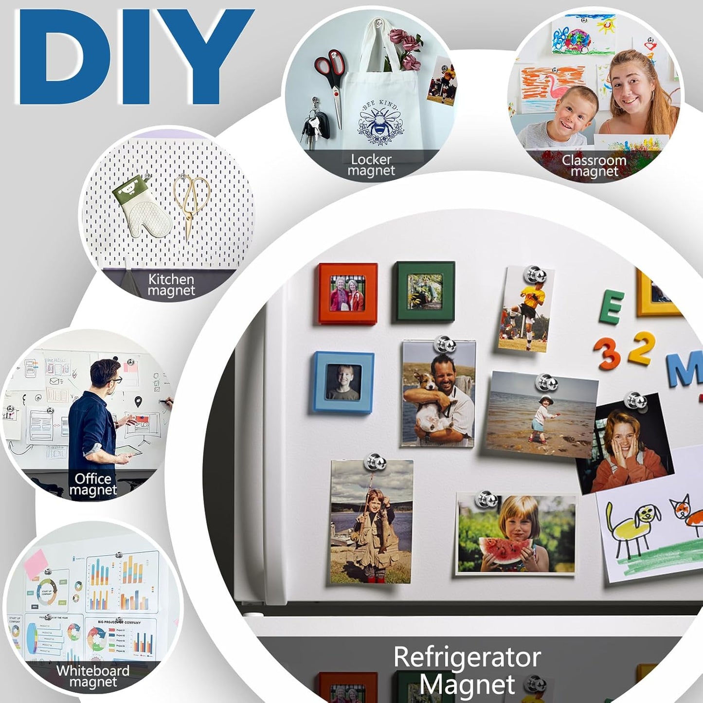 LOVIMAG 16Pcs Refrigerator Magnets for Whiteboard, Strong Fridge Magnets Adult, Small Magnetic Push Pins, Cruise Magnets for Metal Door, Fridge,Office, Classroom, Thumb Tacks Magnets for Locker