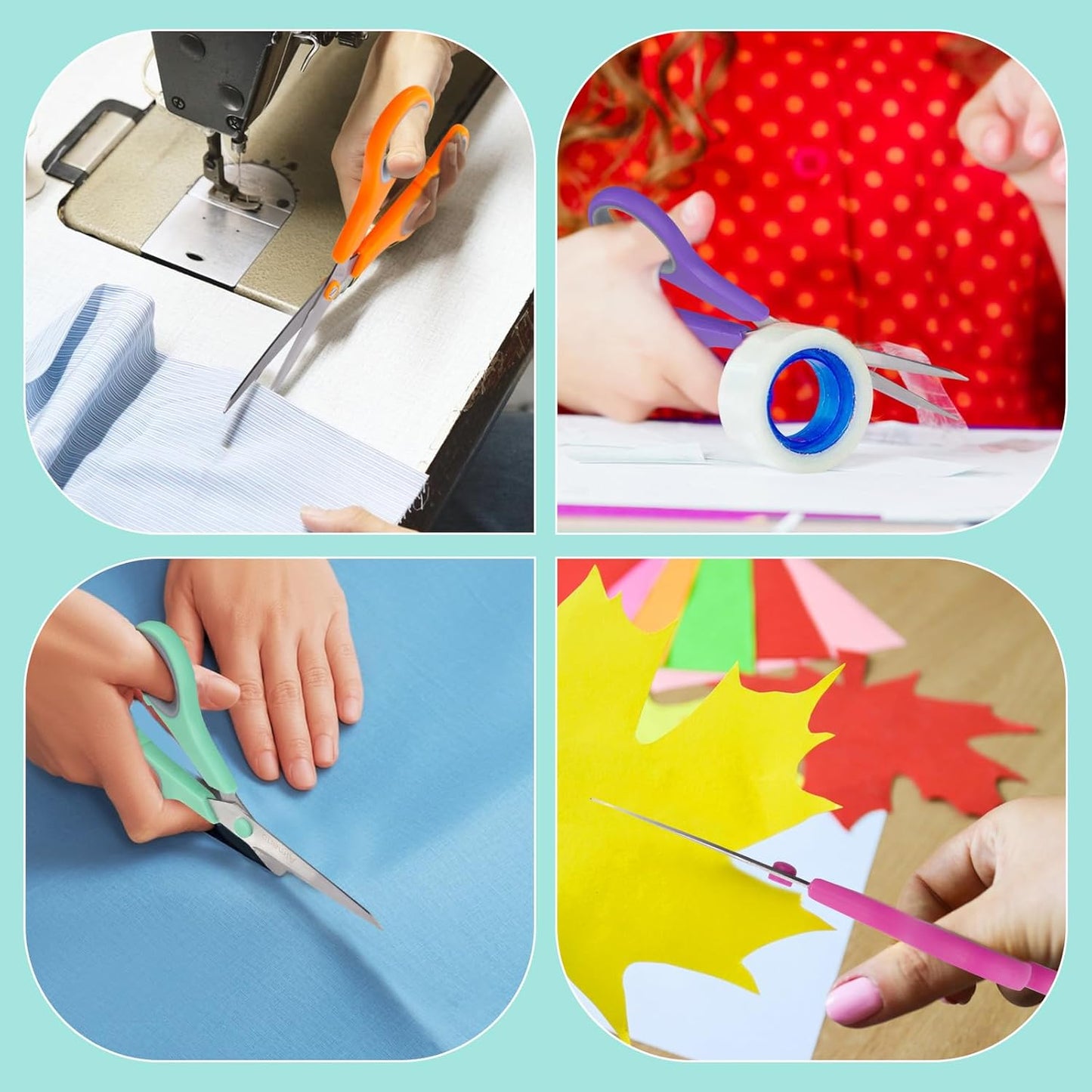 Scissors, Rkqoa 8" Adult Scissors All Purpose 6 Pack - Comfort-Grip Sharp Shears for Office School Sewing Fabric Craft Art Supplies, Teacher/Class Everyday Use, Right/Left Handles