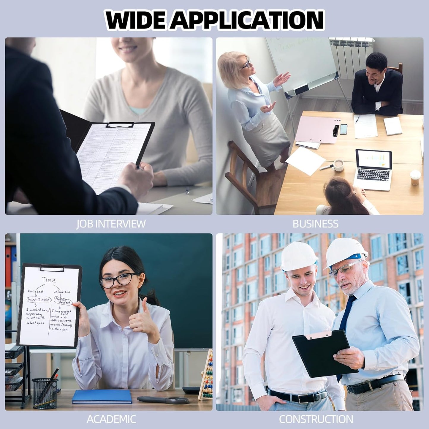 Clipboard Folder, 2 Pcs A4 Foldable Clipboard with Horizontal and Vertical Double Metal Clips, 360 Degree Foldable Binder Clipboards with Pen Holder, File Cover Work Folder Clipboards, Pink