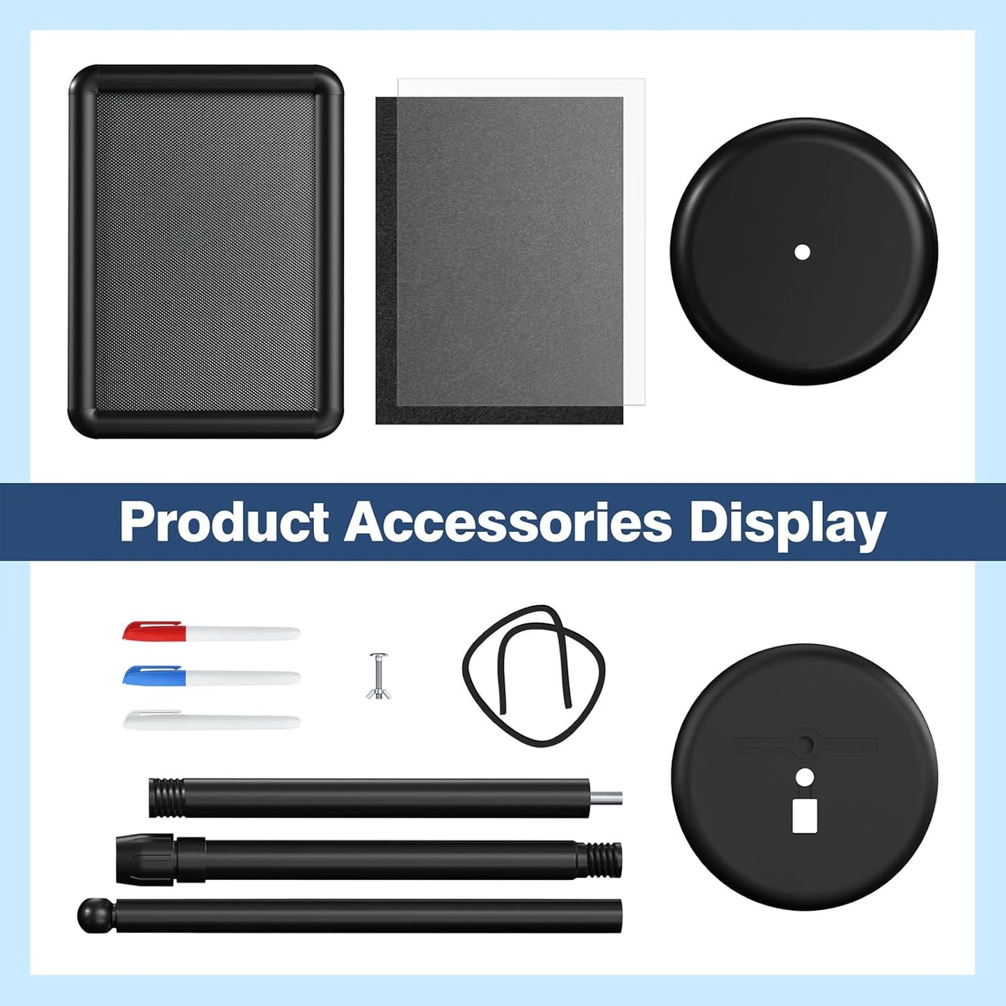 Sign Stand Floor Standing Sign Holder Sign Stands for Display 8.5 x 11 Inches Pedestal Sign Holder 360° Rotation Adjustable Signage Stand for Business Exhibition, Restaurant, Supermarket (Black)