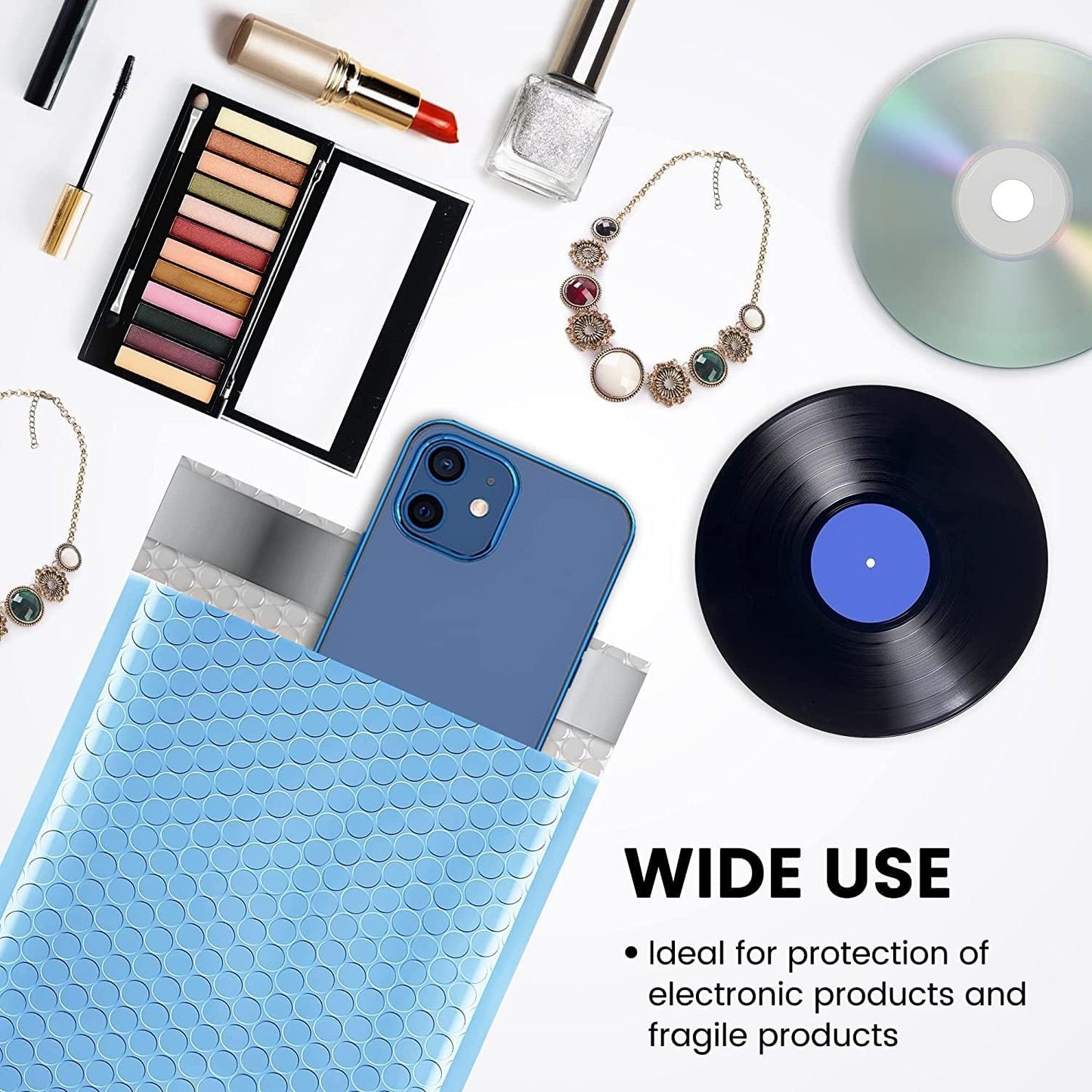 Fuxury 100Pcs Bubble Mailers 6x10" Light Blue Bubble Mailer Thick Shipping Padded Envelopes Usable Size 6x9" Padded Mailers Shipping Bags for Mailing,Packaging, Small Business, Boutique, Bulk #0